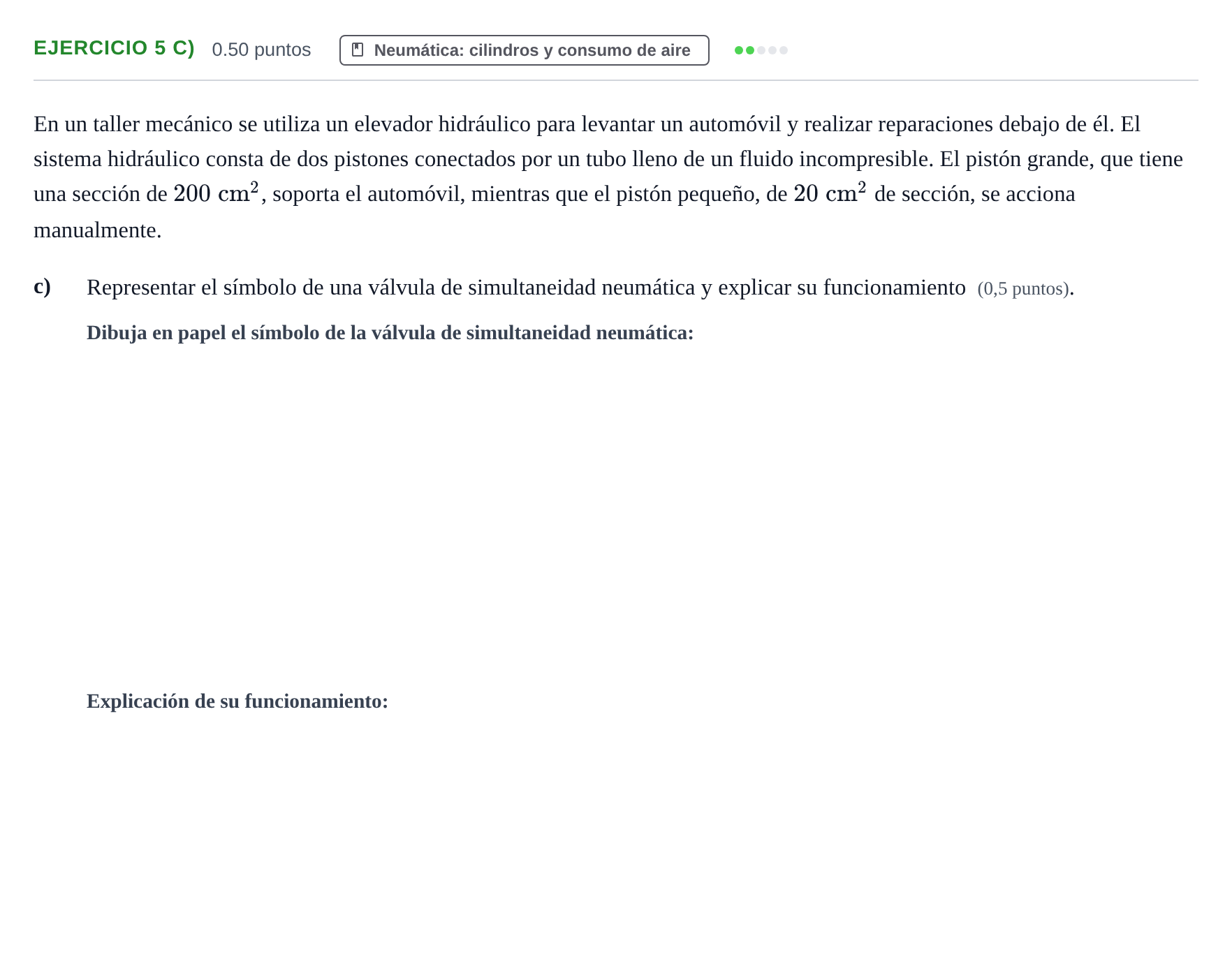 Enunciado: Ejercicio 5 c) - Neumática · Tecnología e Ingeniería II PAU Andalucía Ordinaria Suplente 2024