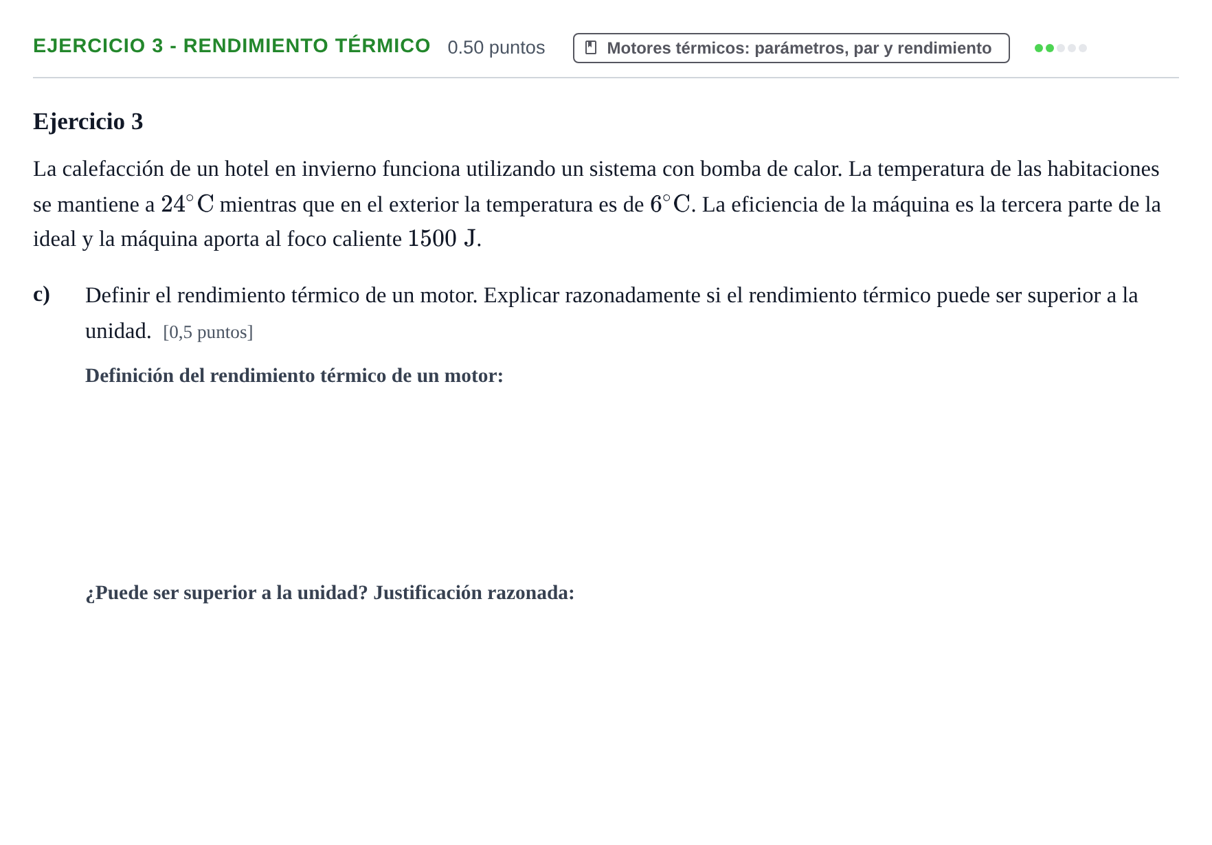 Enunciado: Ejercicio 3 - Rendimiento térmico · Tecnología e Ingeniería II PAU Andalucía Ordinaria Titular 2024