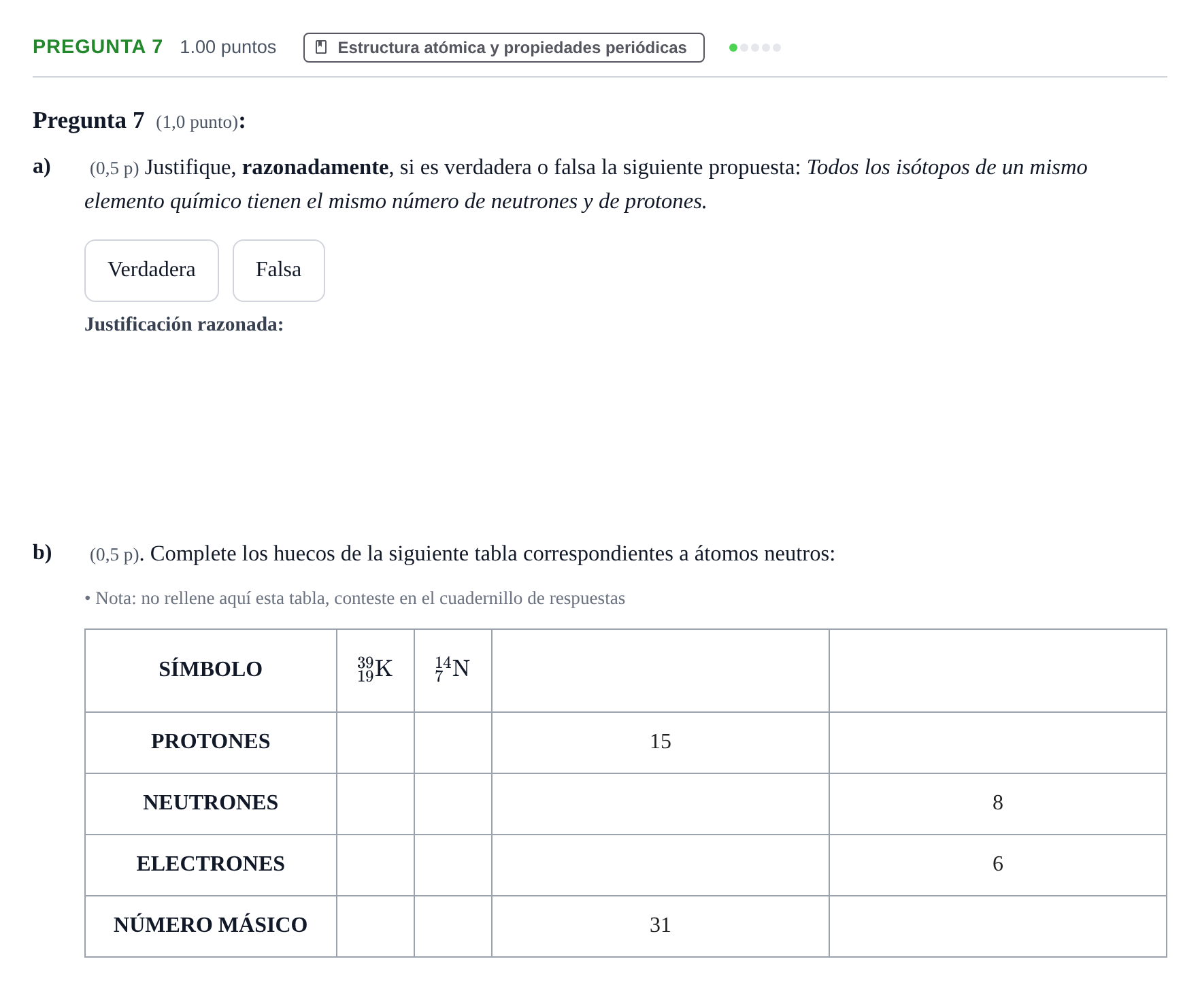 Enunciado: Pregunta 7 · Química PAU Castilla-La Mancha Extraordinaria 2021