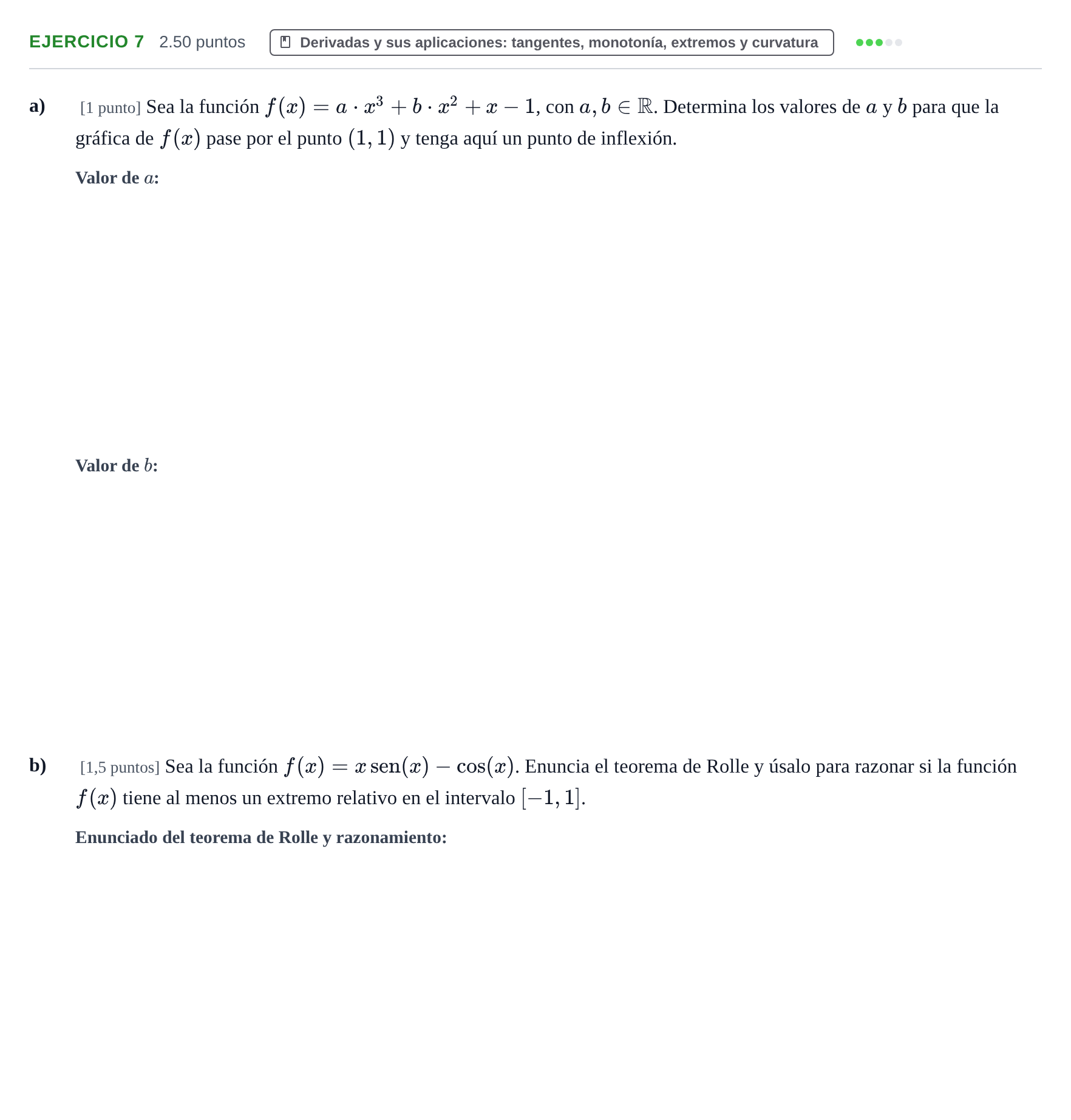 Enunciado: Problema 7 · Matemáticas II PAU Castilla-La Mancha Extraordinaria 2021