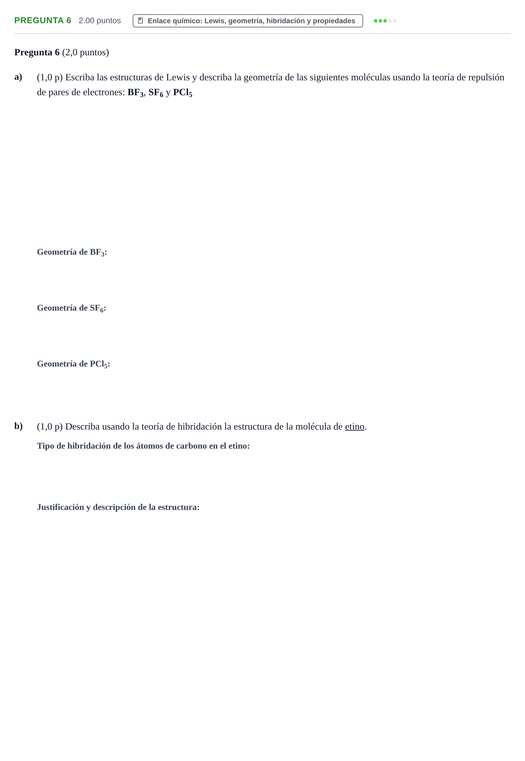 Enunciado: Pregunta 6 · Química PAU Castilla-La Mancha Ordinaria 2021