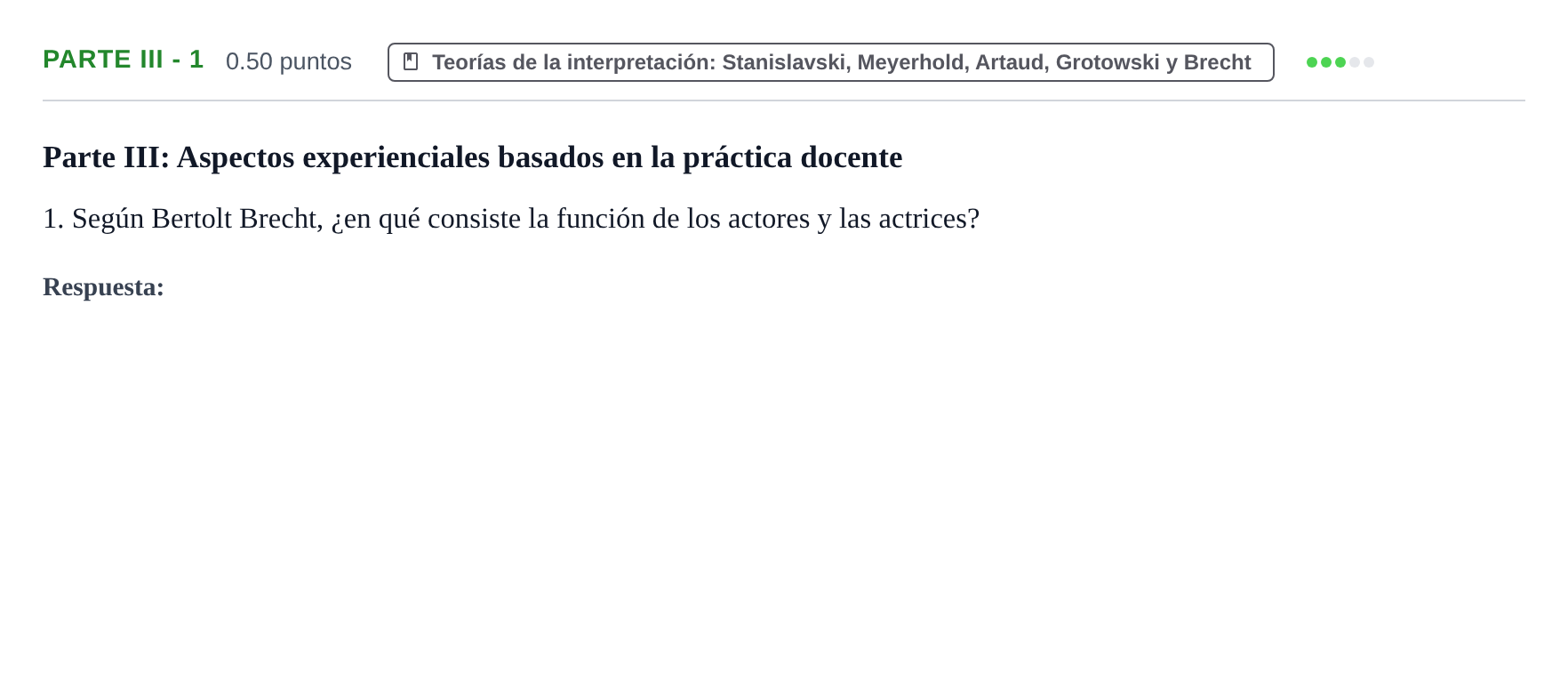 Enunciado: Ejercicio Parte III - 1 · Artes Escénicas PAU Navarra Ordinaria 2026