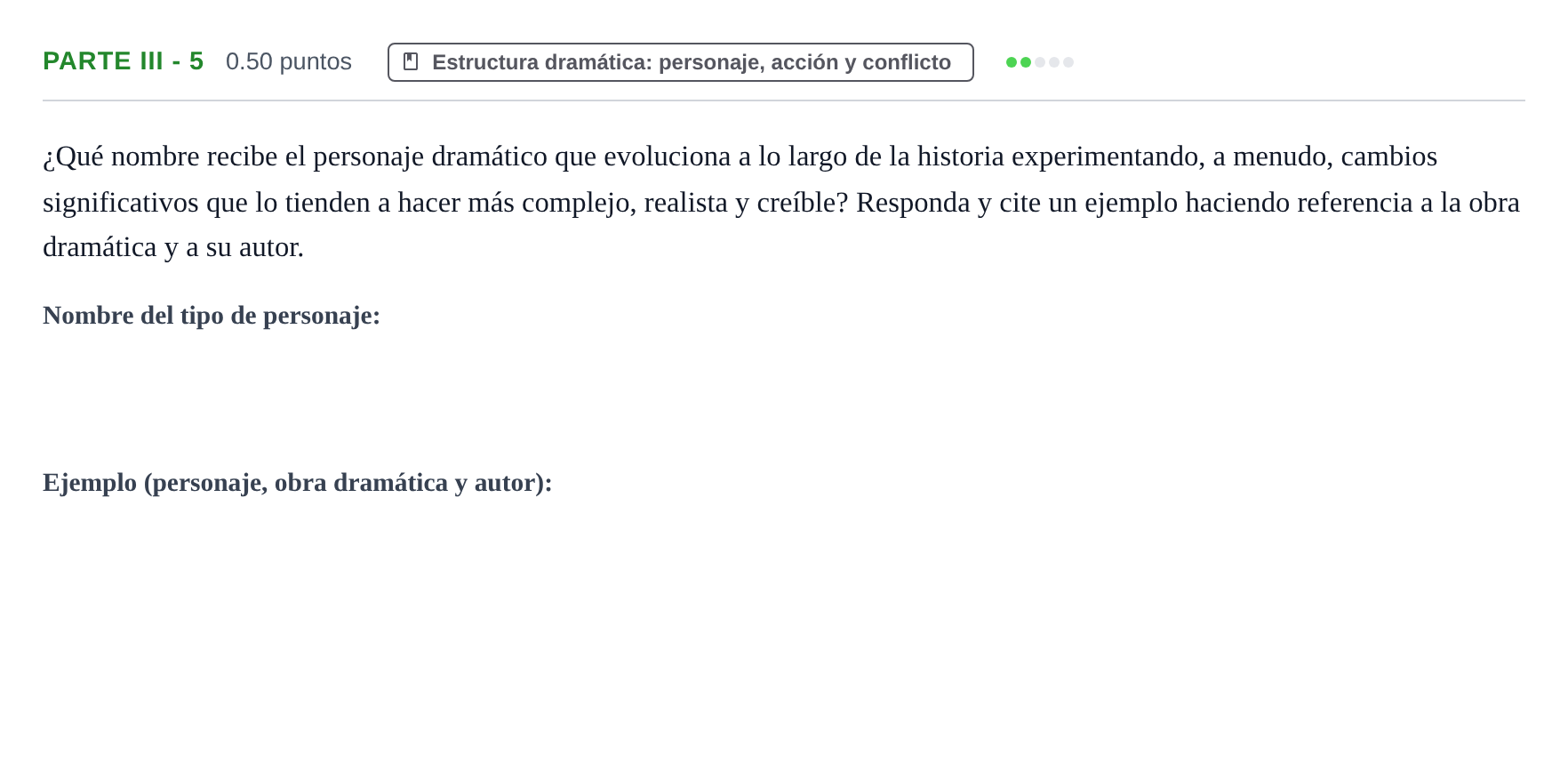 Enunciado: Ejercicio Parte III - 5 · Artes Escénicas PAU Navarra Ordinaria 2026