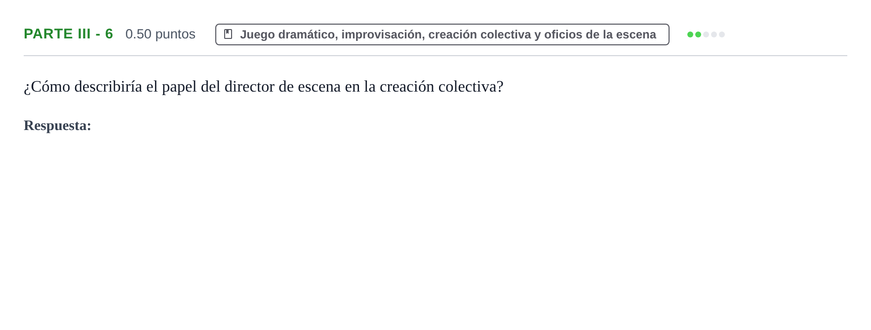 Enunciado: Ejercicio Parte III - 6 · Artes Escénicas PAU Navarra Ordinaria 2026