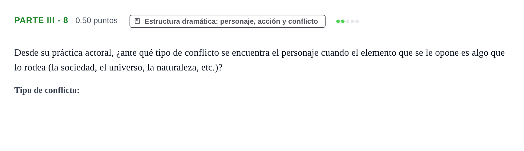 Enunciado: Ejercicio Parte III - 8 · Artes Escénicas PAU Navarra Ordinaria 2026