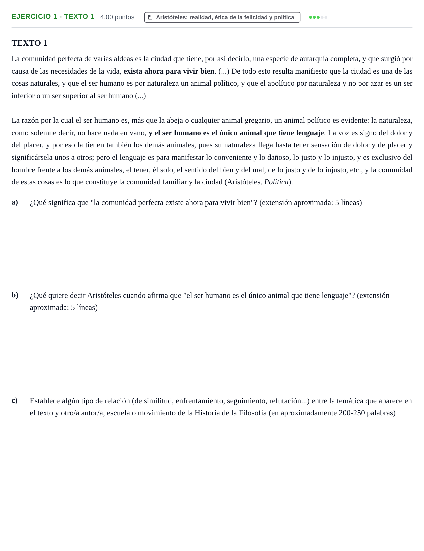Enunciado: Ejercicio 1 - Texto 1 · Historia de la Filosofía PAU Navarra Ordinaria 2026