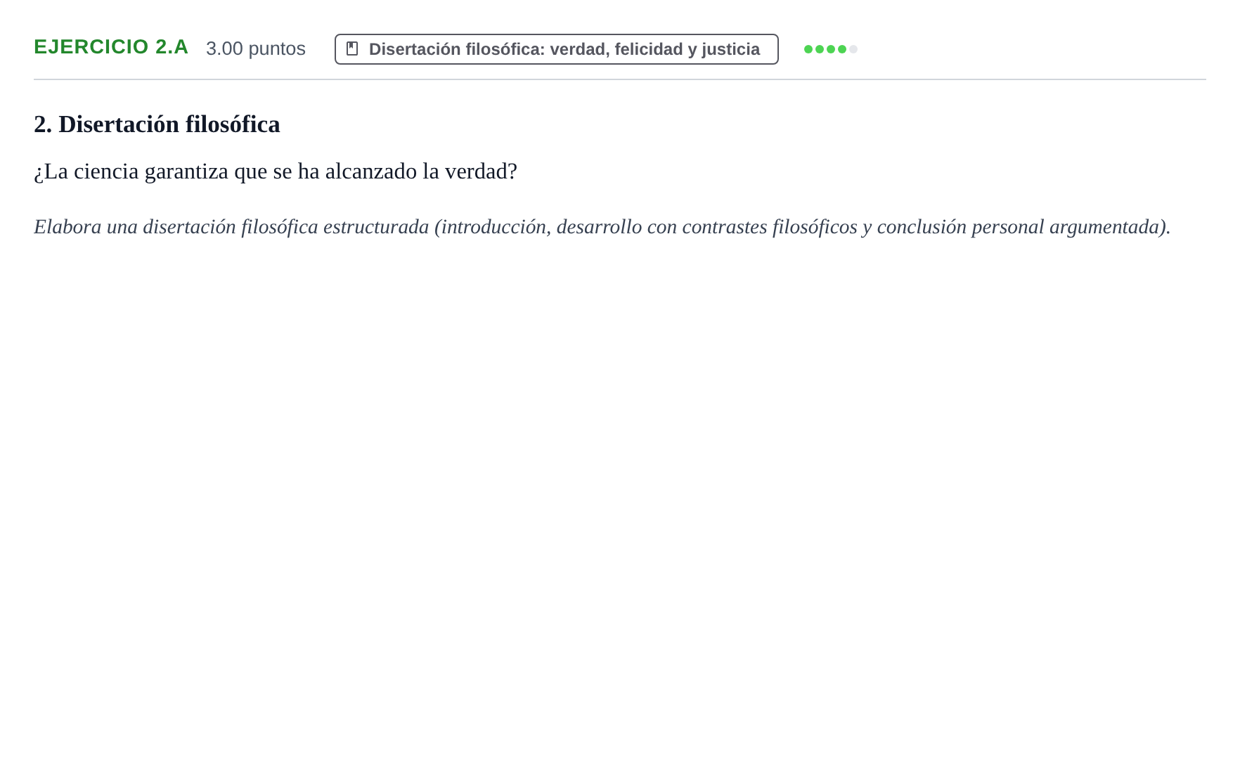 Enunciado: Ejercicio 2.a · Historia de la Filosofía PAU Navarra Ordinaria 2026
