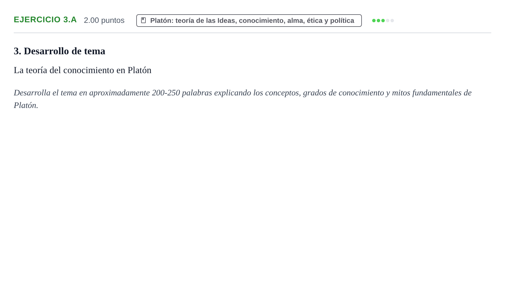 Enunciado: Ejercicio 3.a · Historia de la Filosofía PAU Navarra Ordinaria 2026