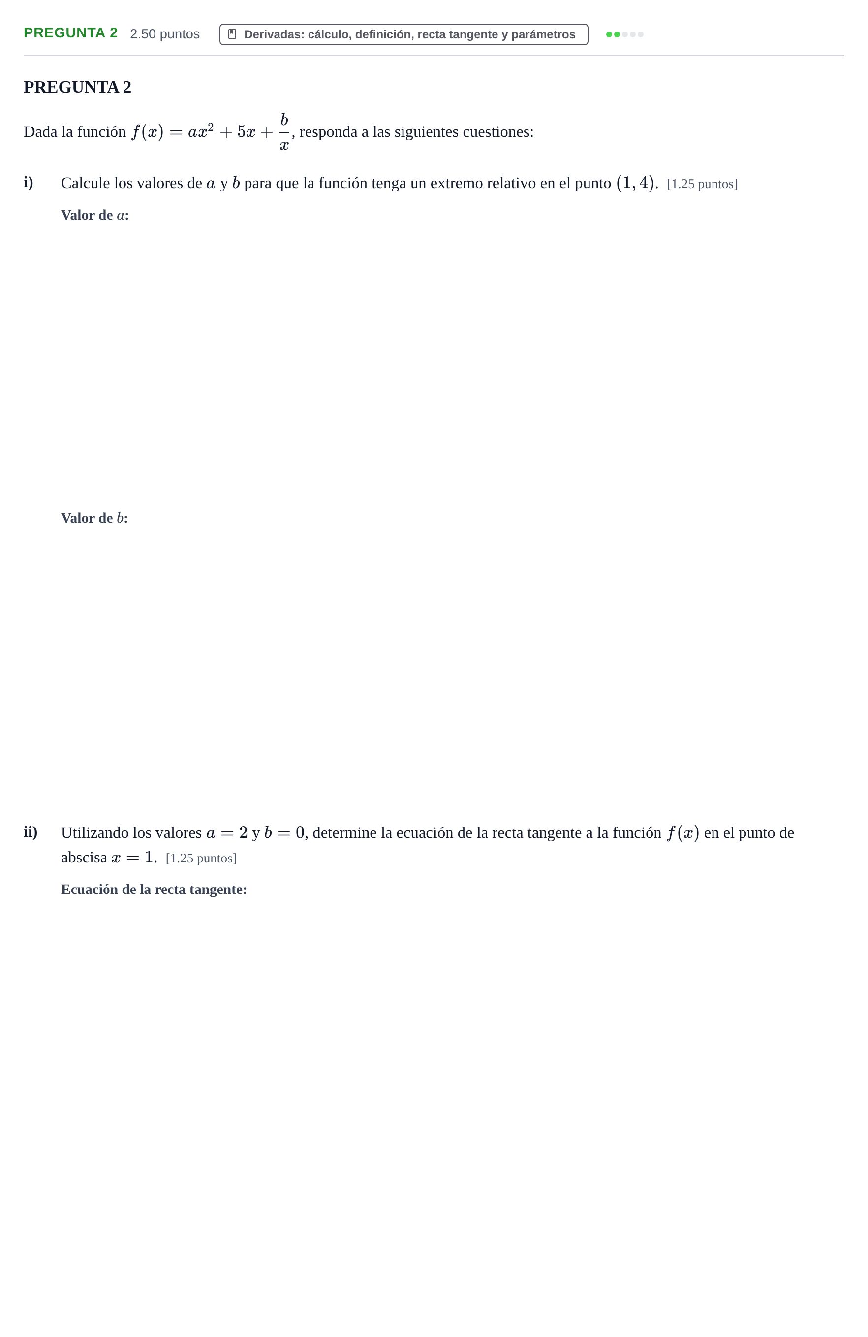 Enunciado: Pregunta 2 · Matemáticas aplicadas a las Ciencias Sociales II PAU Navarra Ordinaria 2026