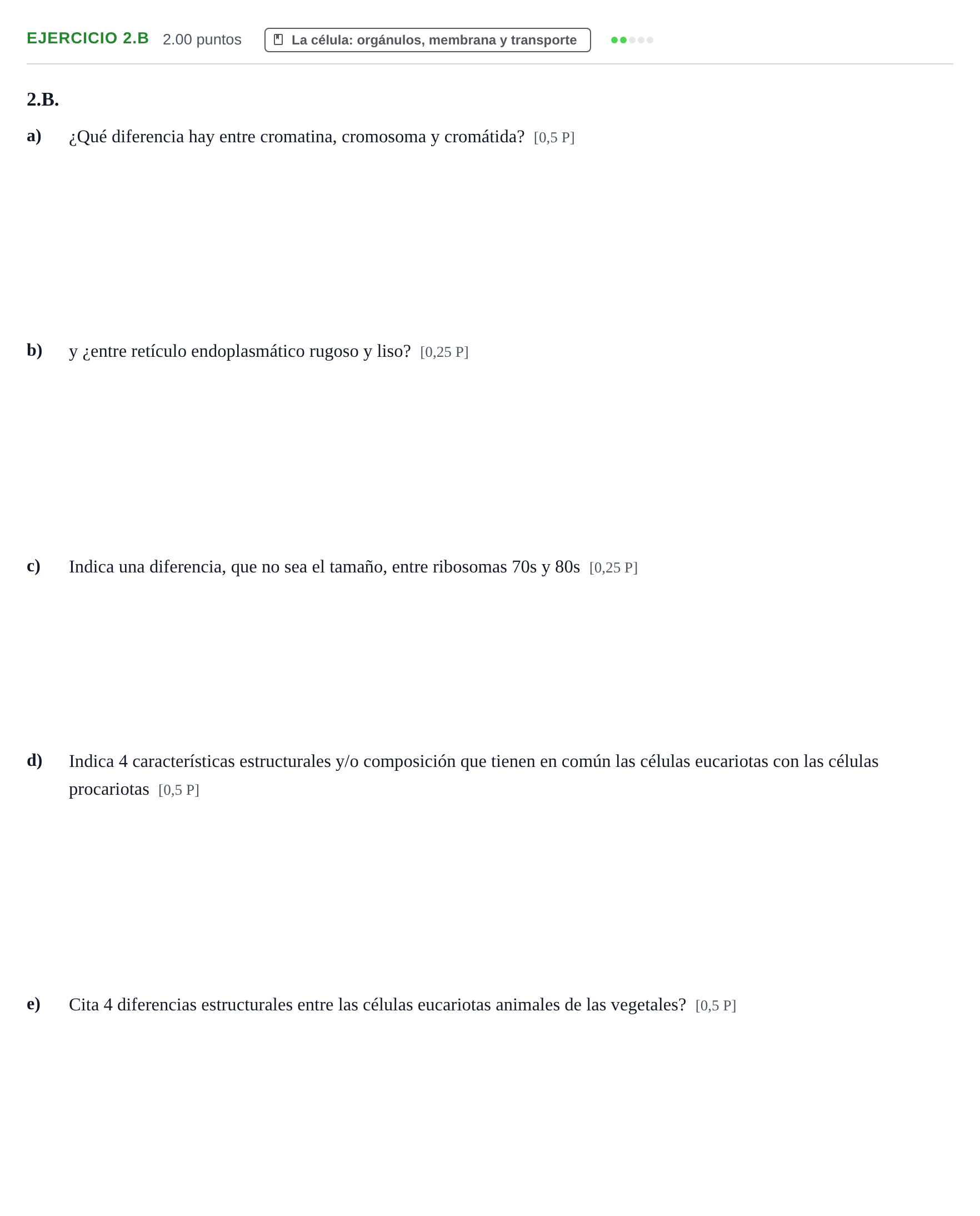 Enunciado: Ejercicio 2.B · Biología PAU Navarra Ordinaria 2026