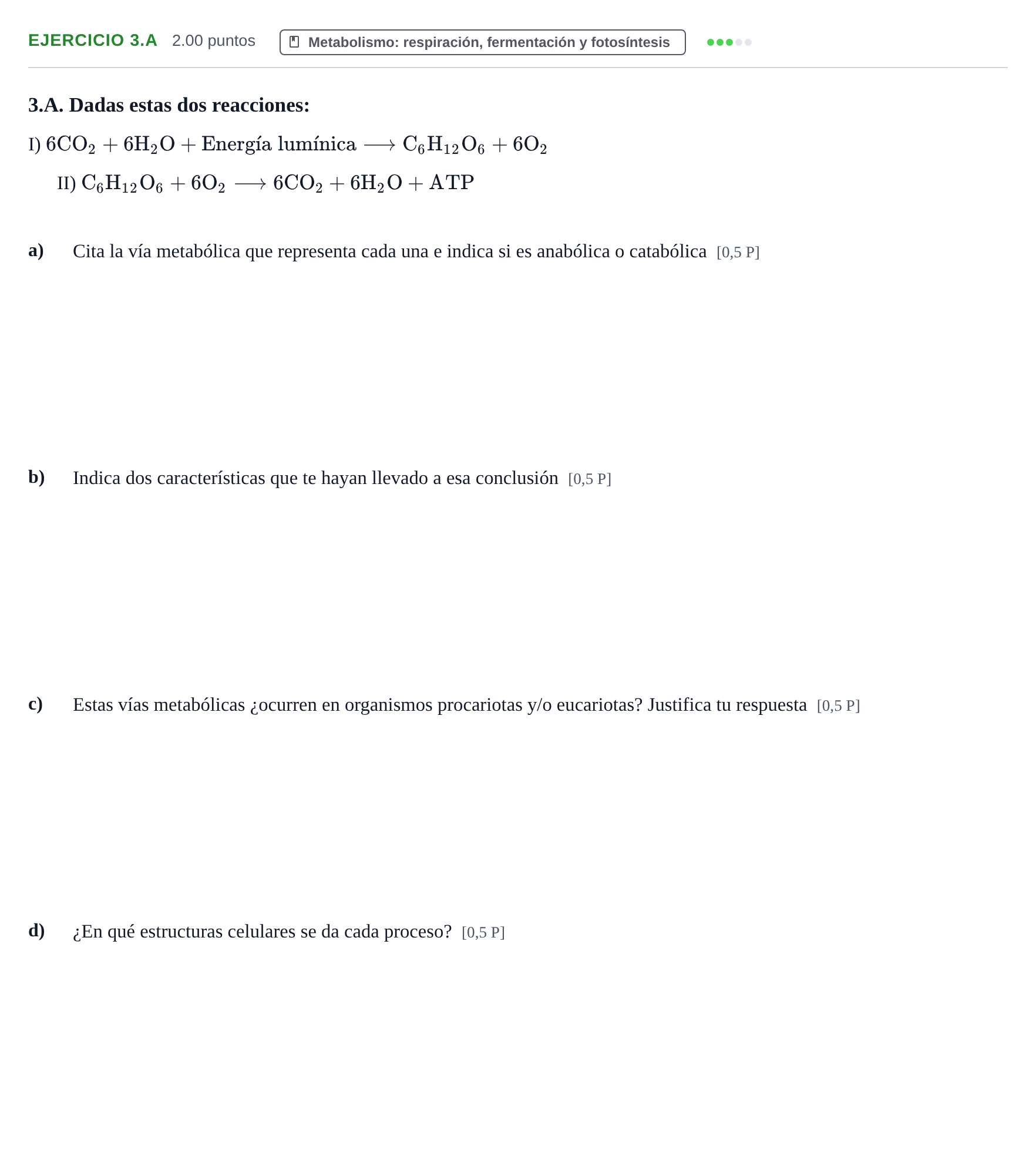 Enunciado: Ejercicio 3.A · Biología PAU Navarra Ordinaria 2026
