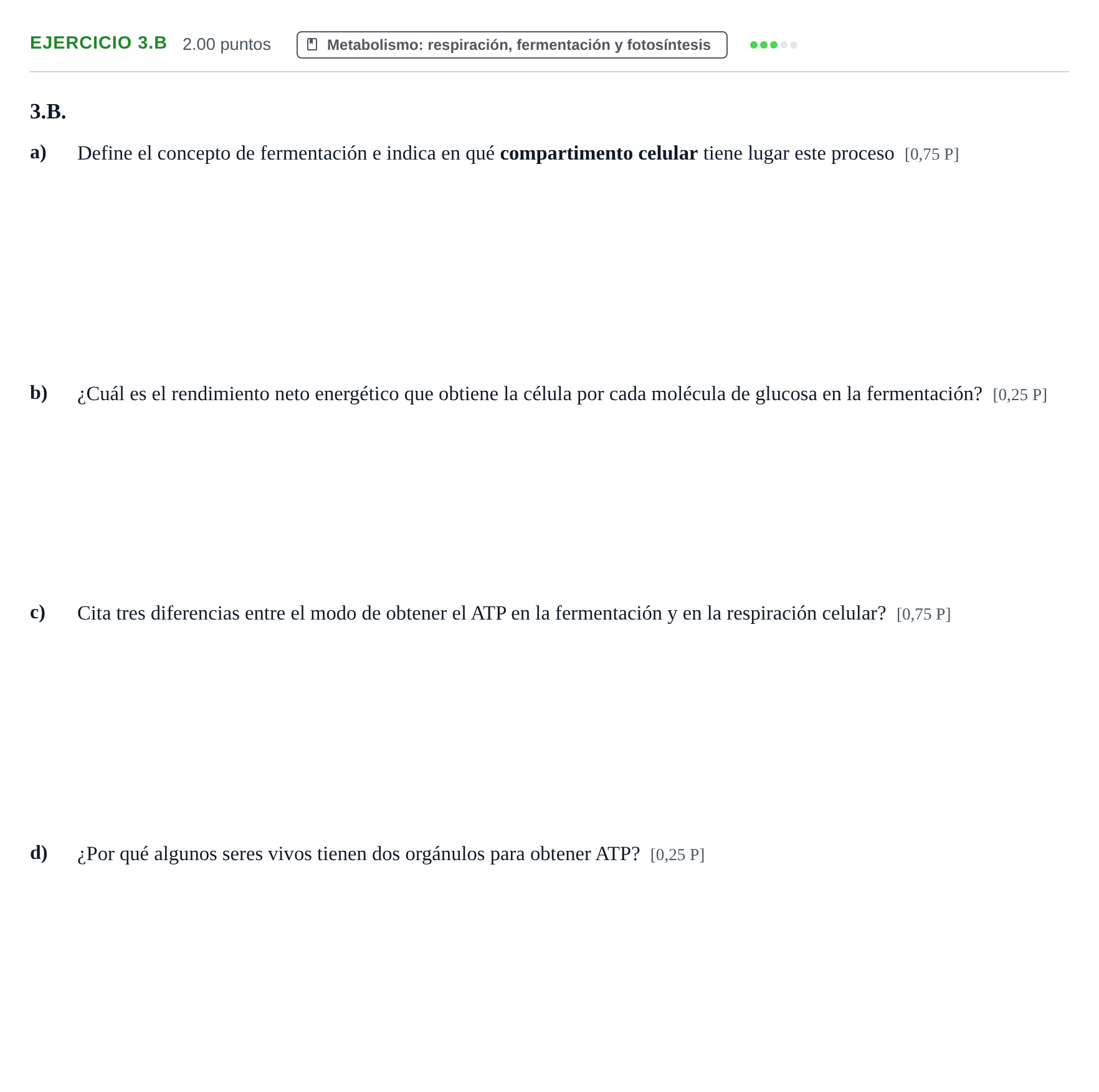 Enunciado: Ejercicio 3.B · Biología PAU Navarra Ordinaria 2026