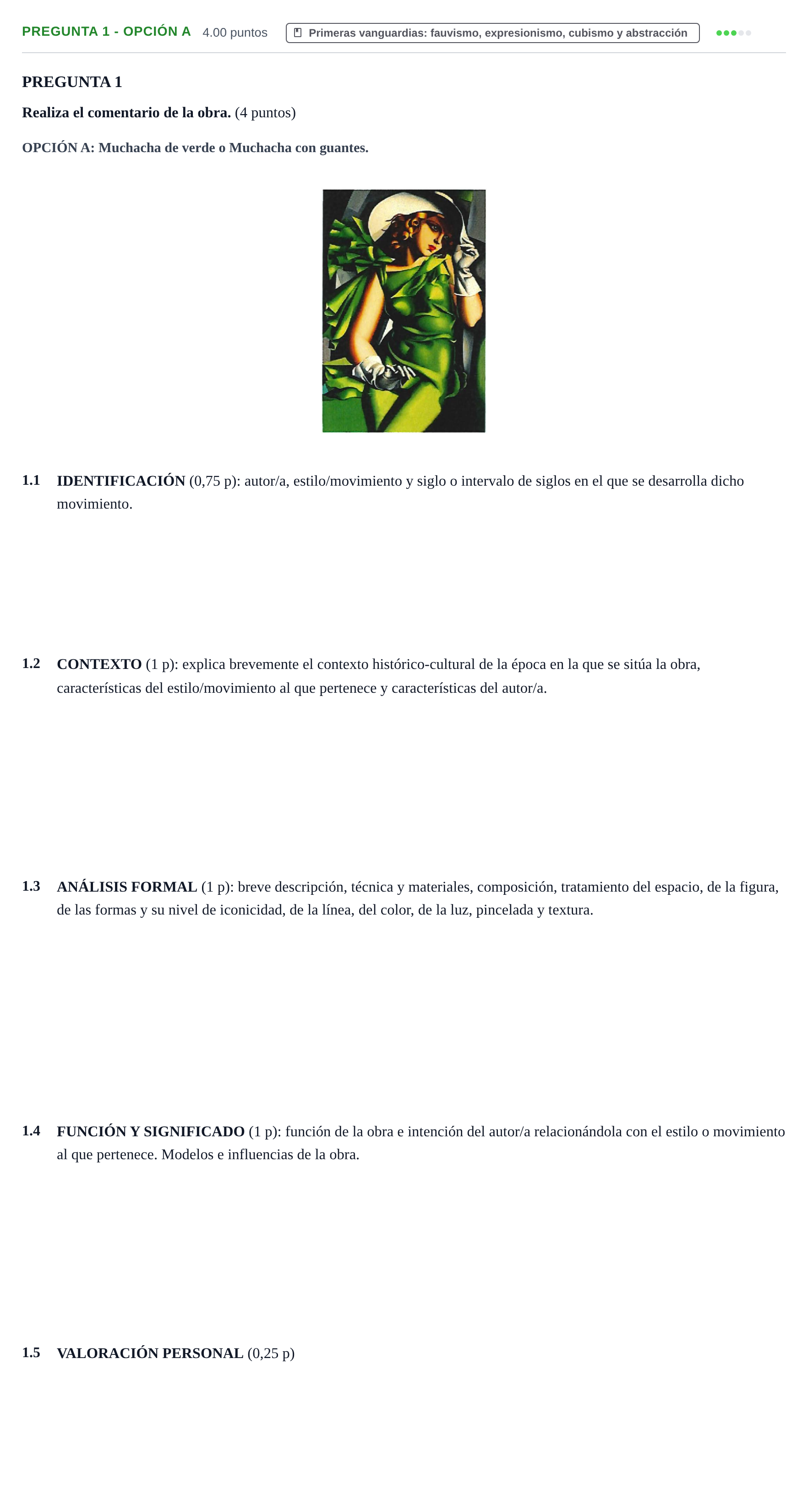 Enunciado: Pregunta 1 - Opción A · Fundamentos Artísticos PAU Navarra Ordinaria 2026