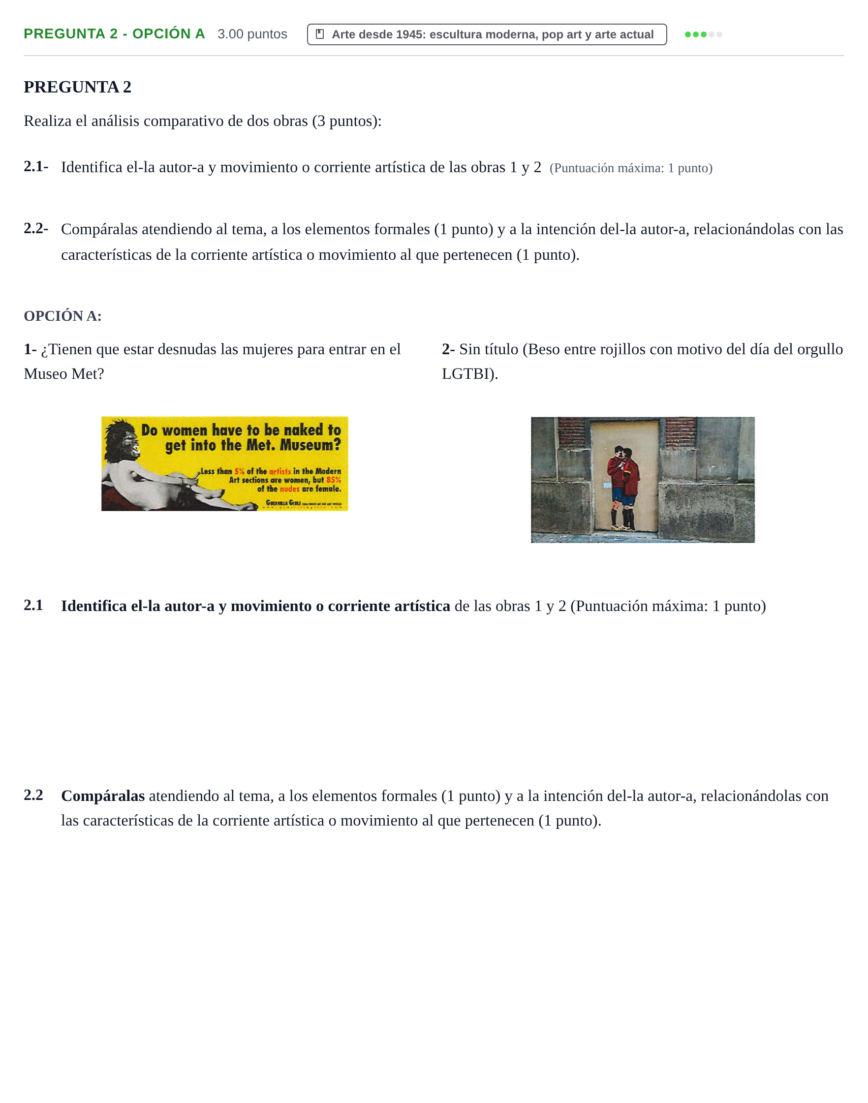 Enunciado: Pregunta 2 - Opción A · Fundamentos Artísticos PAU Navarra Ordinaria 2026