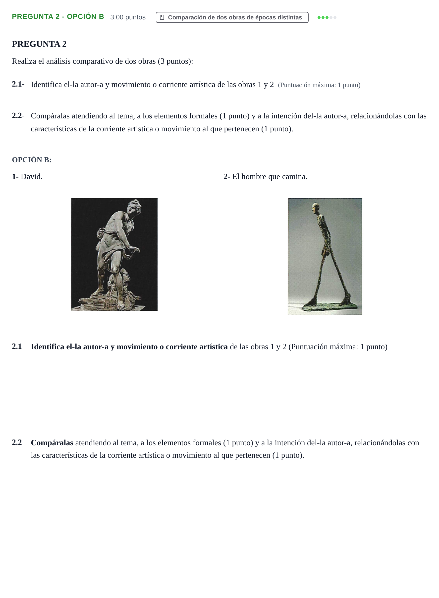 Enunciado: Pregunta 2 - Opción B · Fundamentos Artísticos PAU Navarra Ordinaria 2026