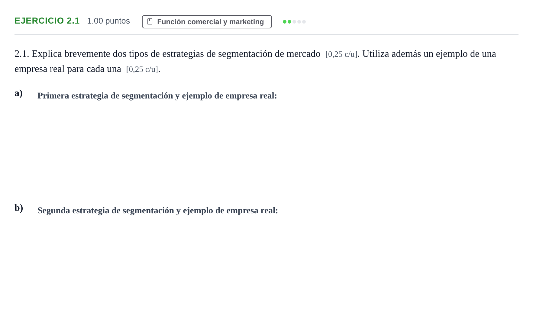 Enunciado: Ejercicio 2.1 · Empresa y Diseño de Modelos de Negocio PAU Navarra Ordinaria 2026