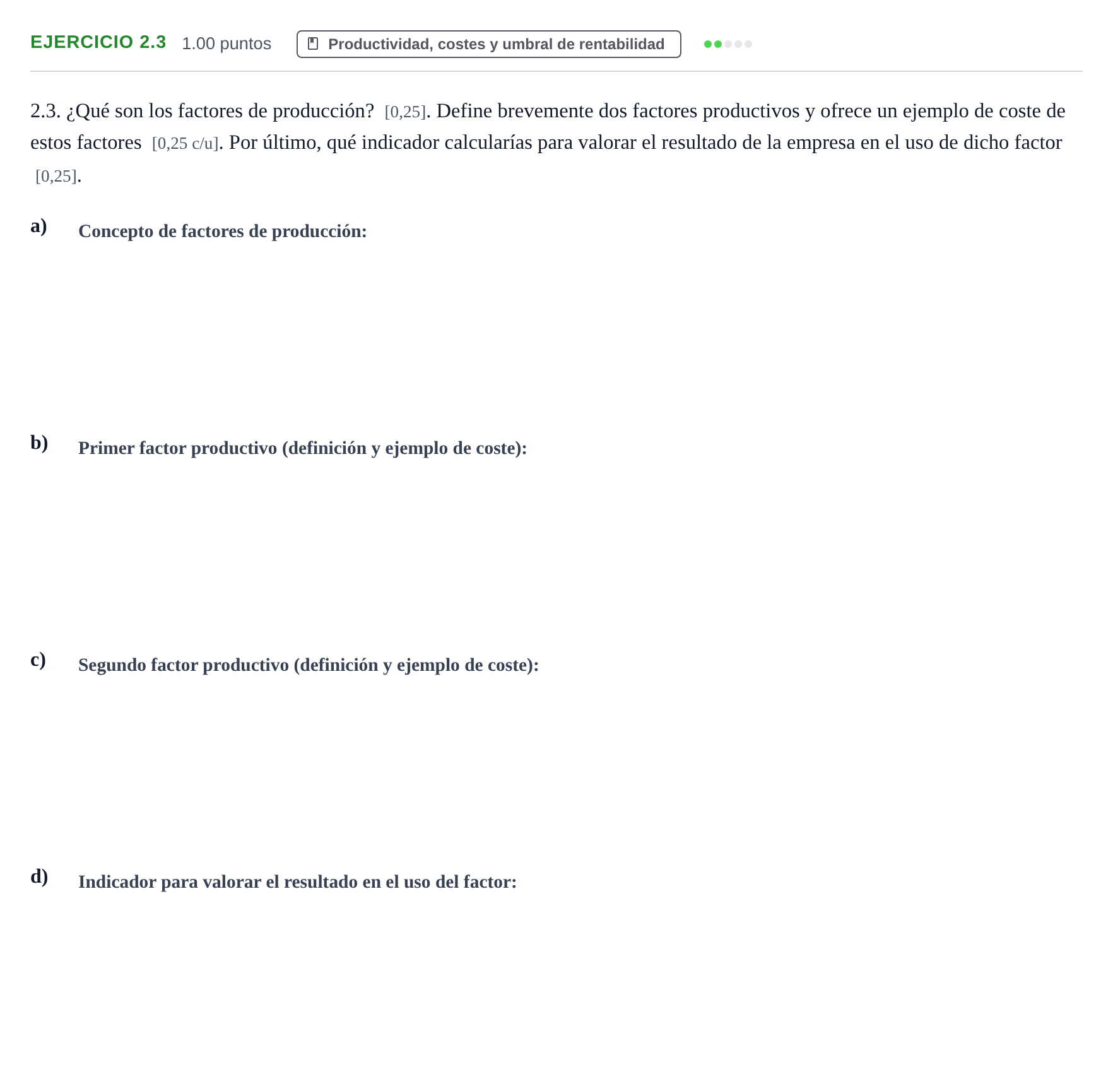Enunciado: Ejercicio 2.3 · Empresa y Diseño de Modelos de Negocio PAU Navarra Ordinaria 2026