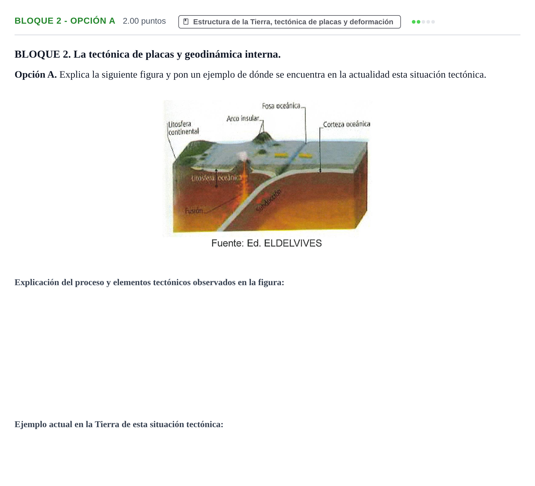 Enunciado: Bloque 2 - Opción A · Geología y Ciencias Ambientales PAU Navarra Ordinaria 2026