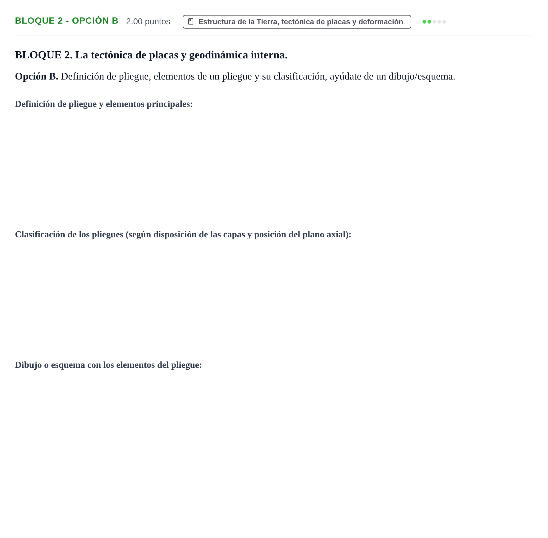 Enunciado: Bloque 2 - Opción B · Geología y Ciencias Ambientales PAU Navarra Ordinaria 2026