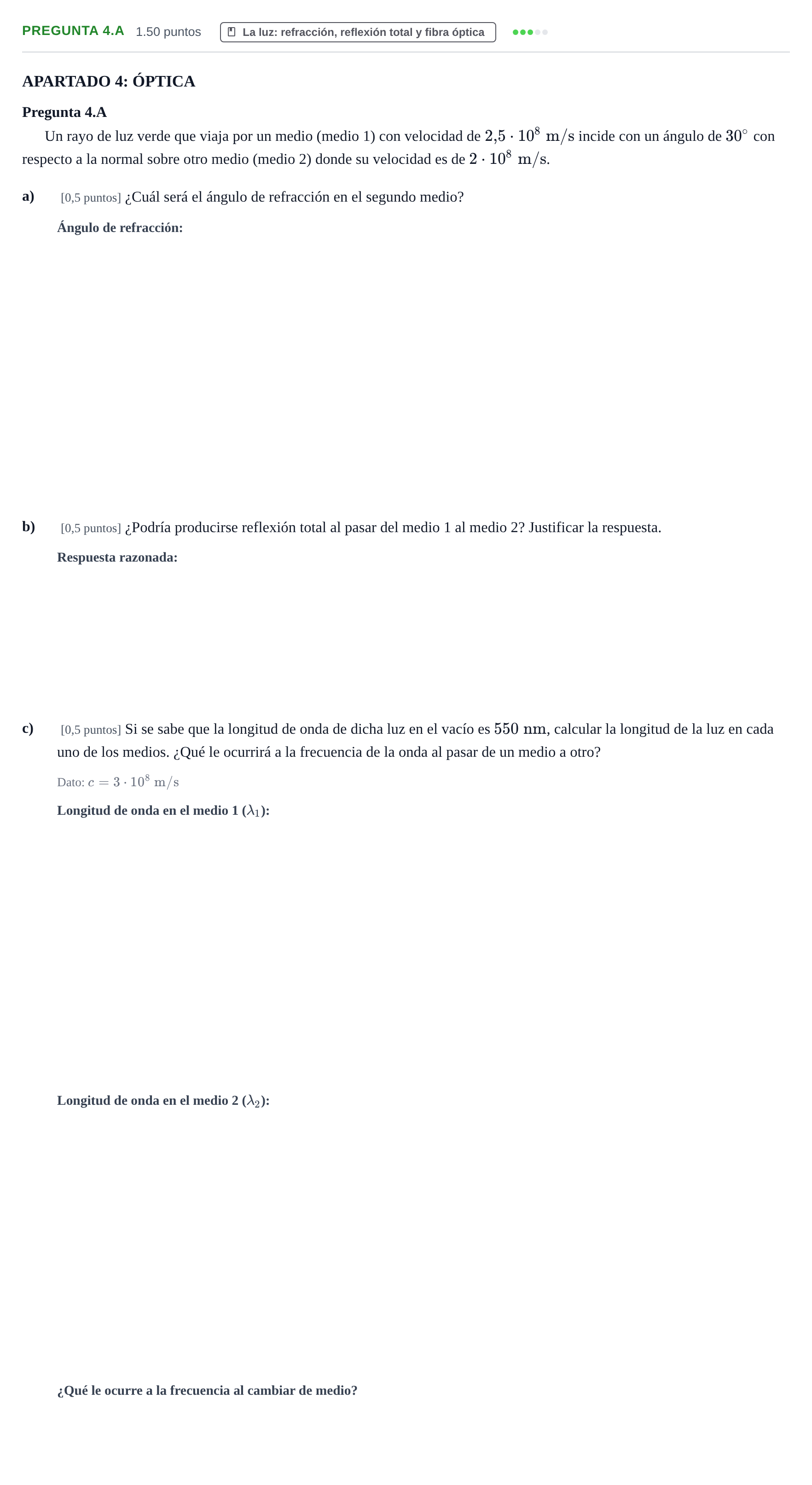 Enunciado: Pregunta 4.A · Física PAU Navarra Ordinaria 2026