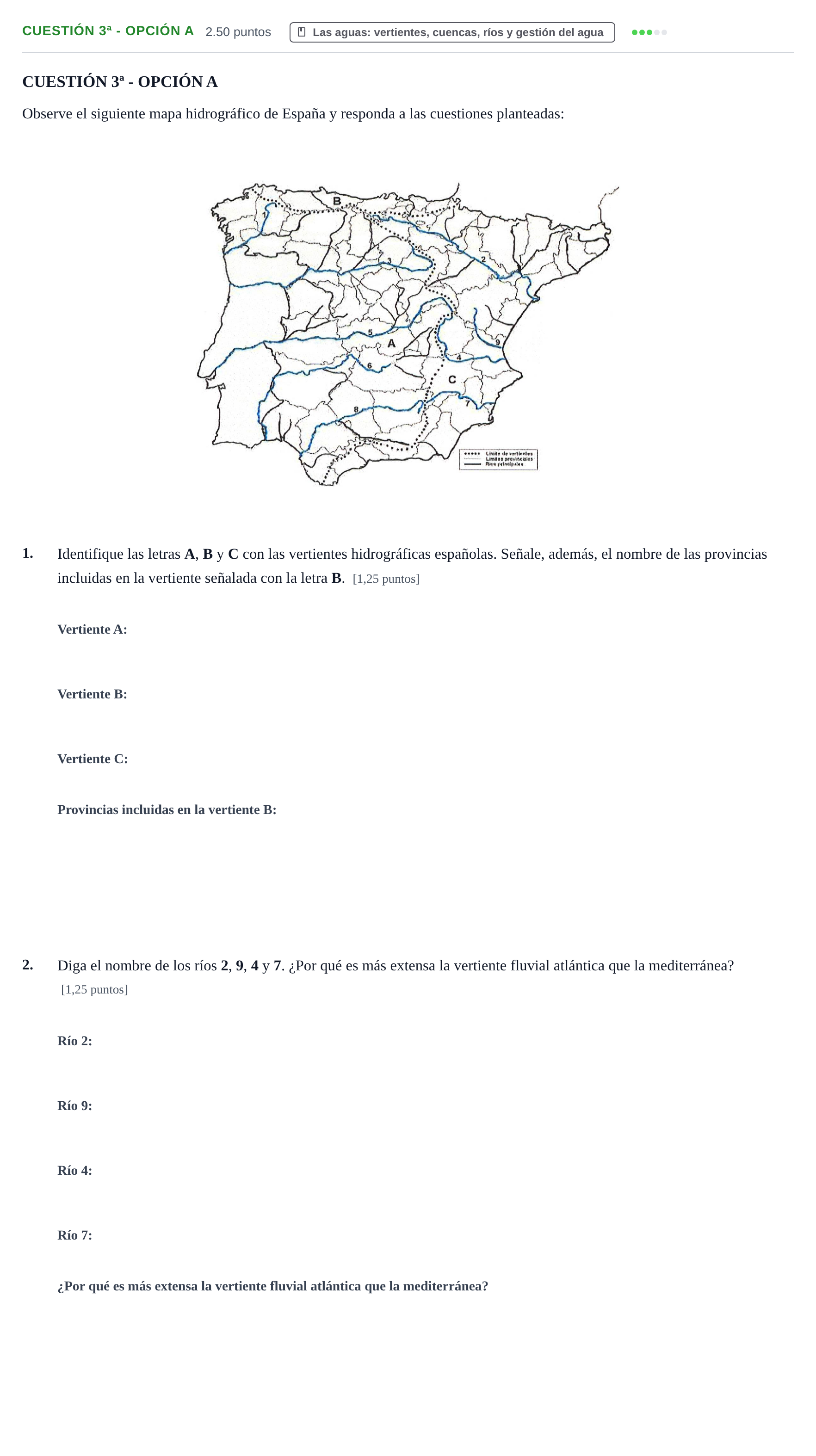 Enunciado: Cuestión 3ª - Opción A · Geografía PAU Navarra Ordinaria 2026