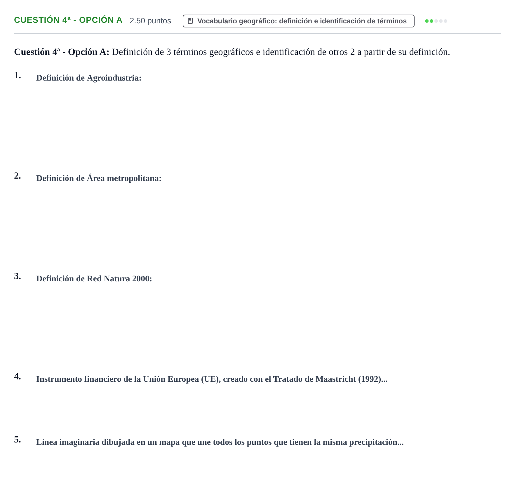 Enunciado: Cuestión 4ª - Opción A · Geografía PAU Navarra Ordinaria 2026