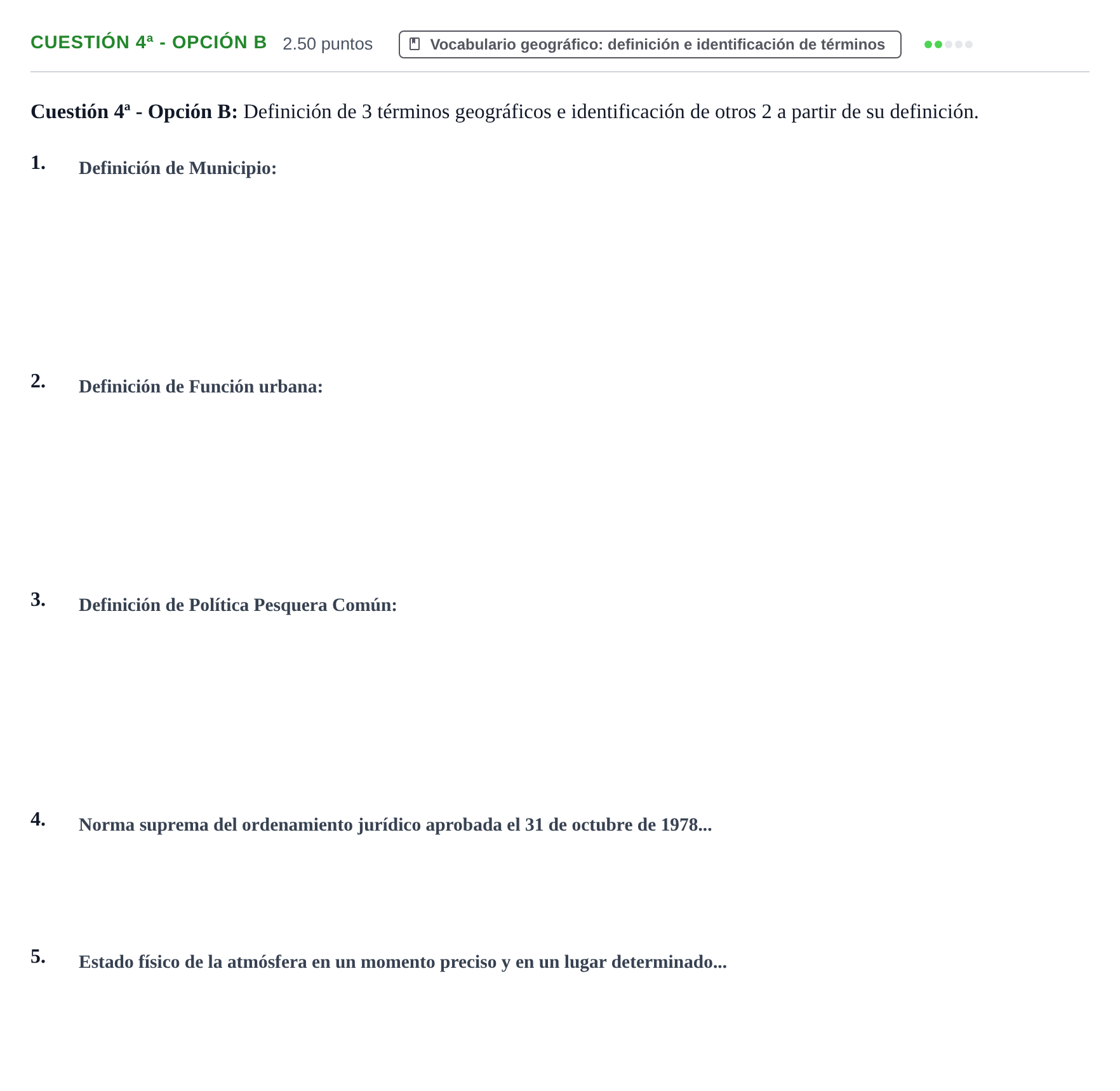 Enunciado: Cuestión 4ª - Opción B · Geografía PAU Navarra Ordinaria 2026