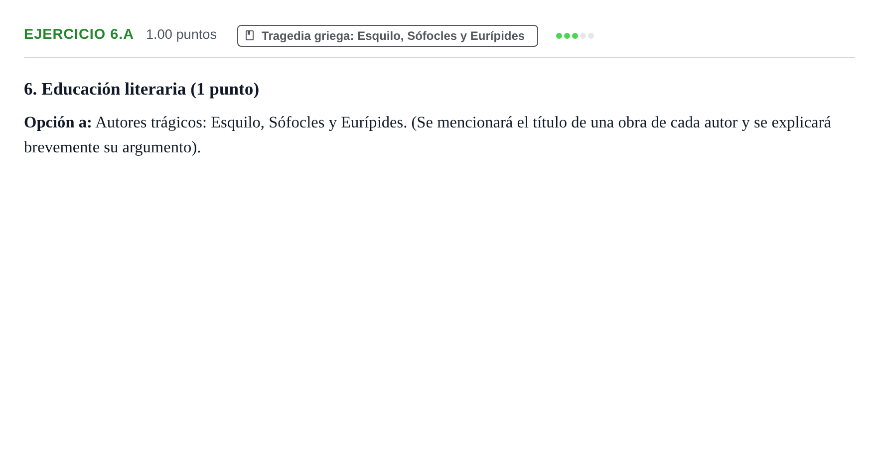 Enunciado: Ejercicio 6.a · Griego II PAU Navarra Ordinaria 2026