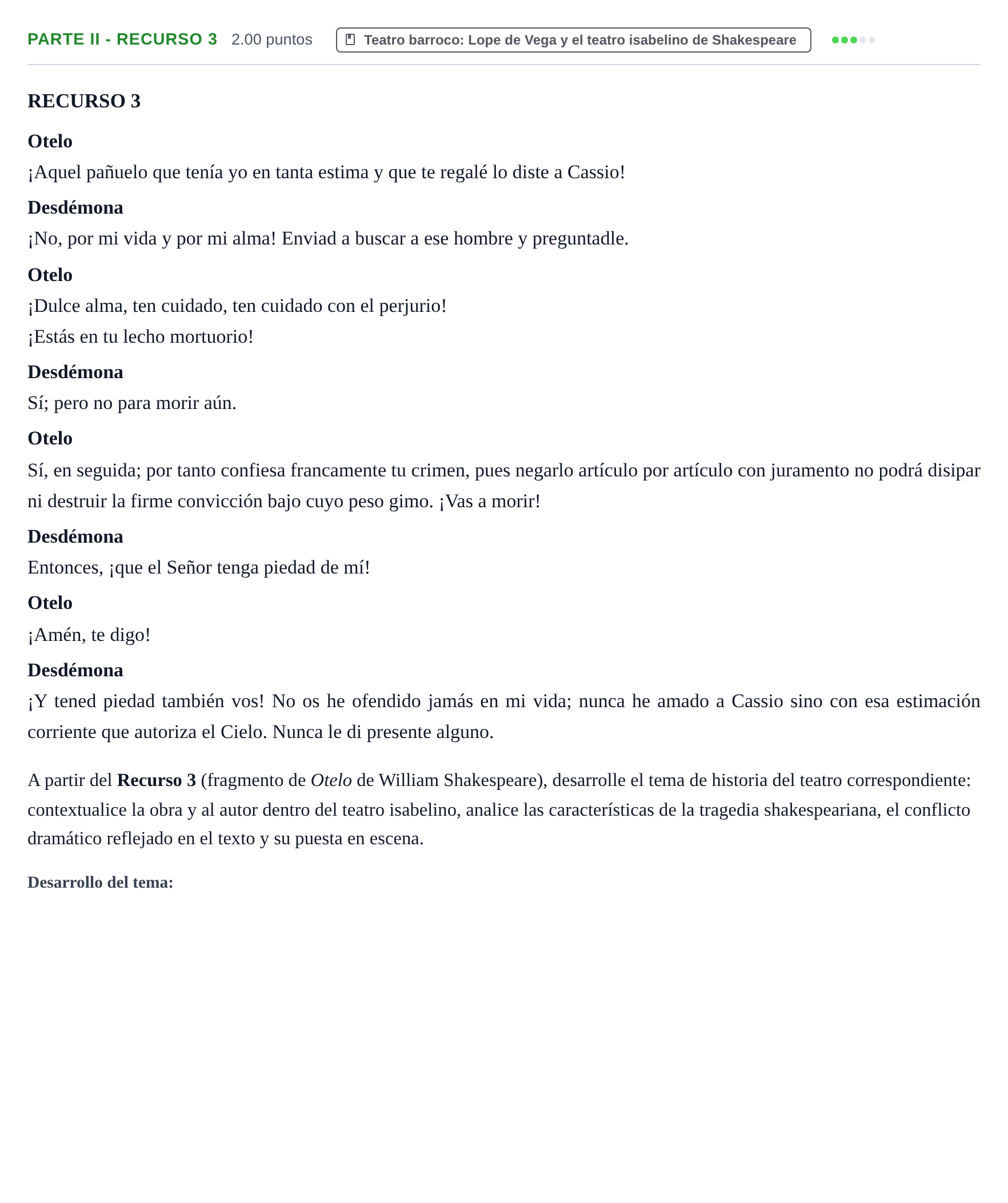 Enunciado: Ejercicio Parte II - Recurso 3 · Artes Escénicas PAU Navarra Extraordinaria 2026