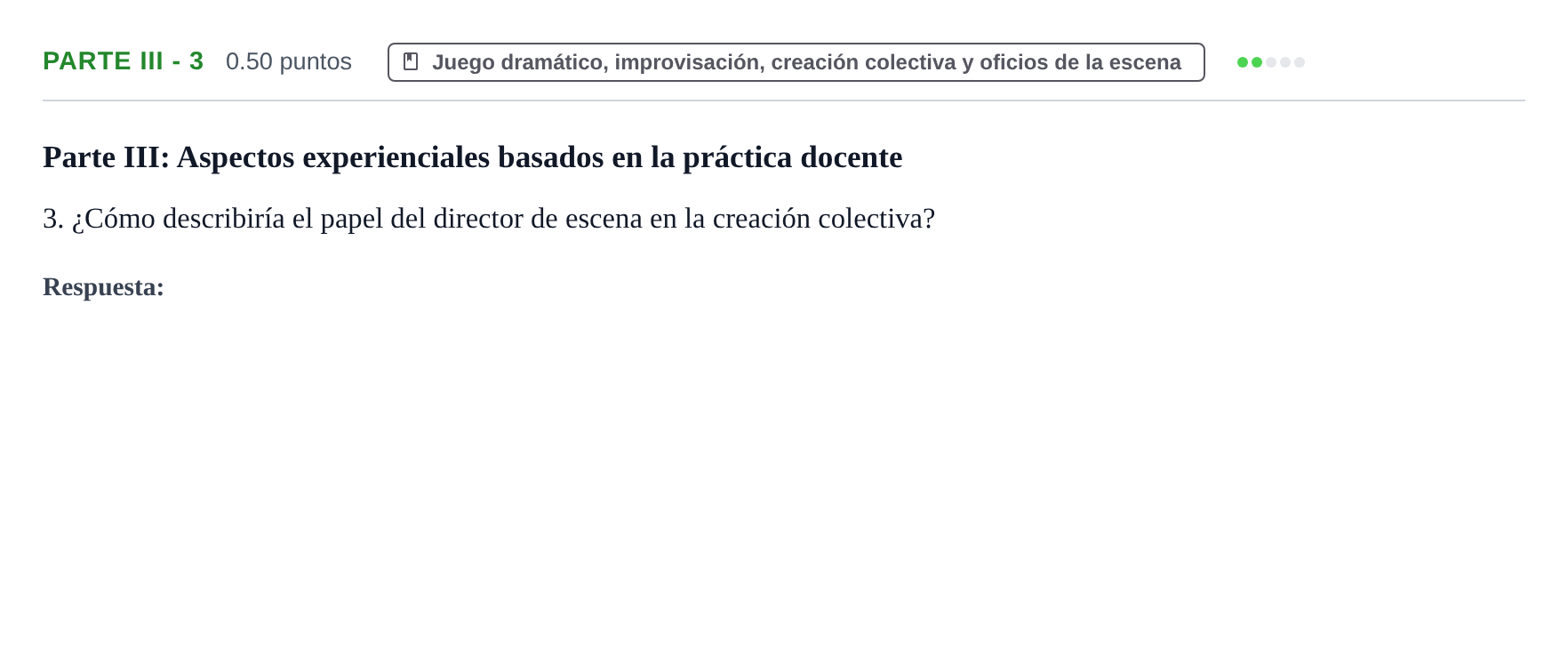 Enunciado: Ejercicio Parte III - 3 · Artes Escénicas PAU Navarra Extraordinaria 2026