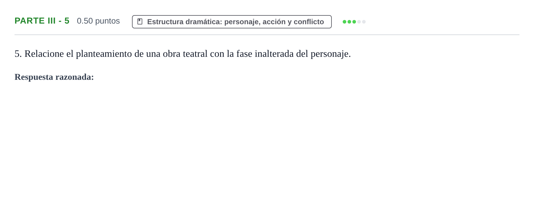 Enunciado: Ejercicio Parte III - 5 · Artes Escénicas PAU Navarra Extraordinaria 2026
