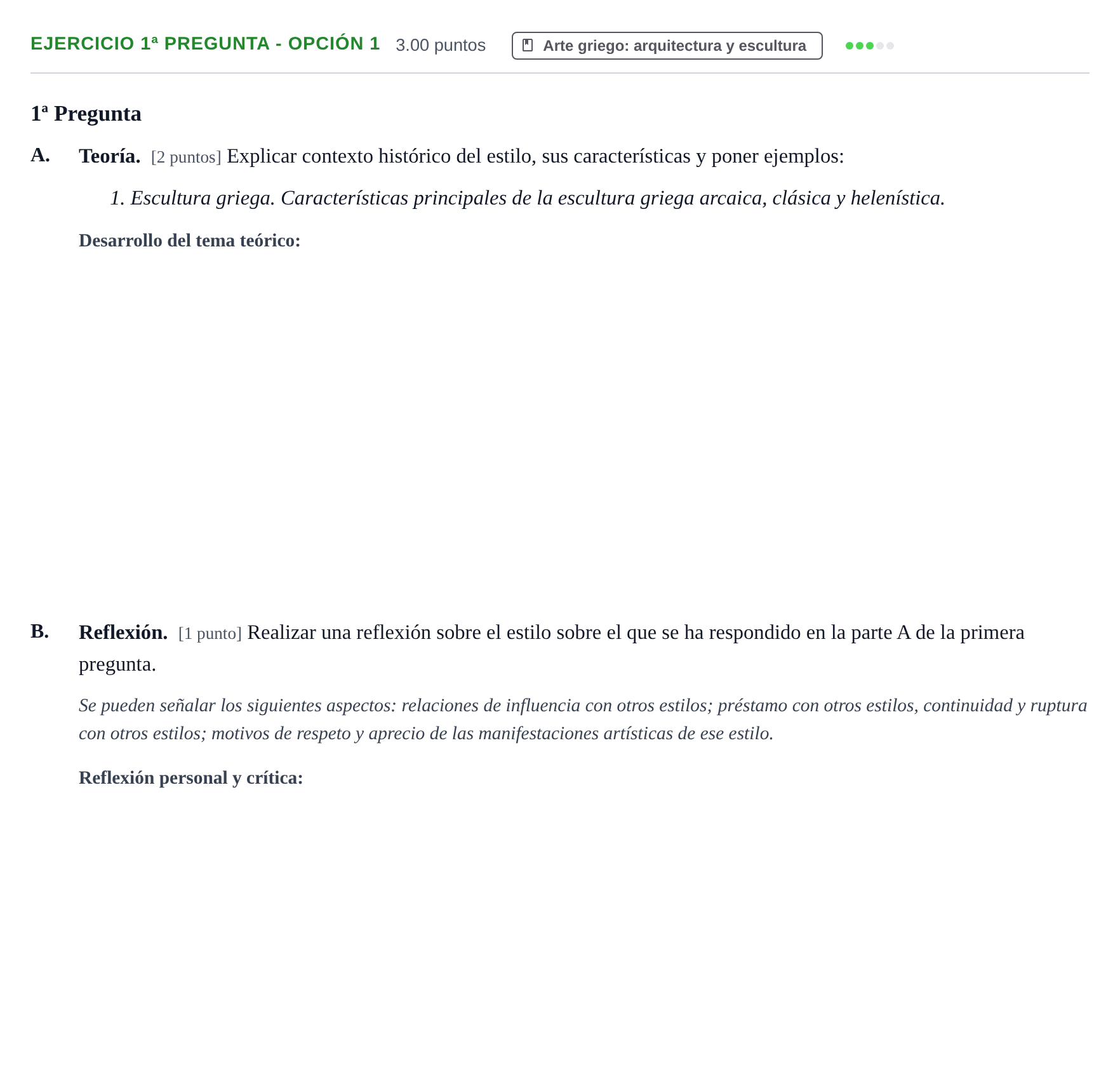 Enunciado: Ejercicio 1ª Pregunta - Opción 1 · Historia del Arte PAU Navarra Ordinaria 2026