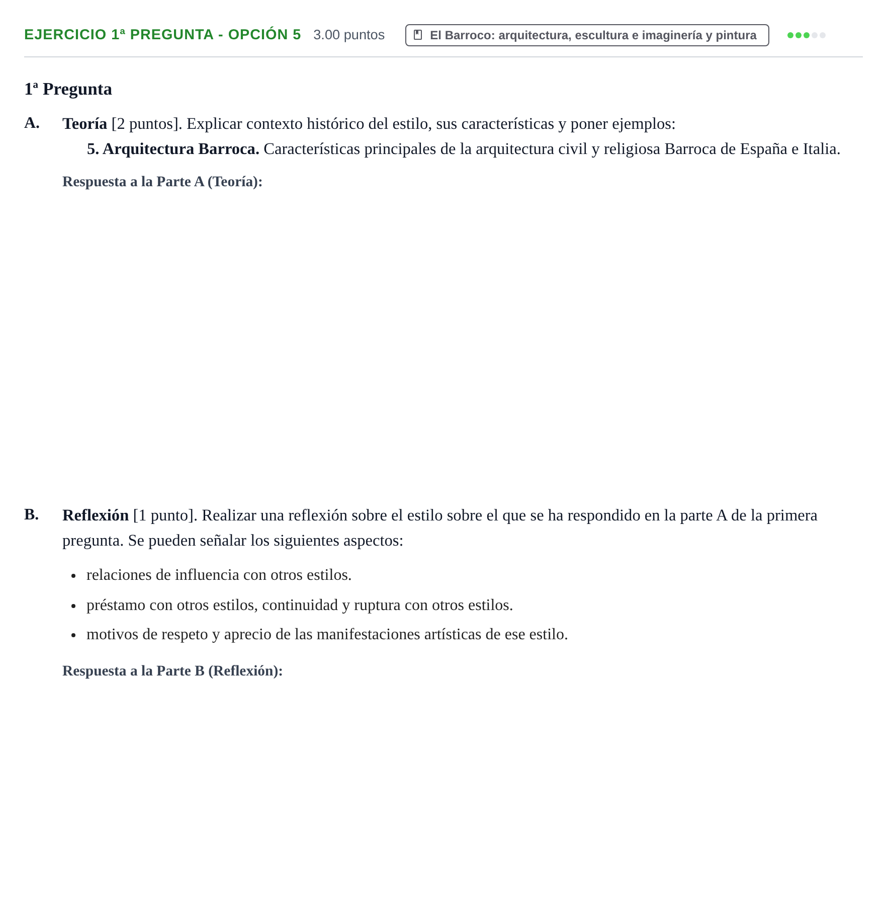 Enunciado: Ejercicio 1ª Pregunta - Opción 5 · Historia del Arte PAU Navarra Ordinaria 2026