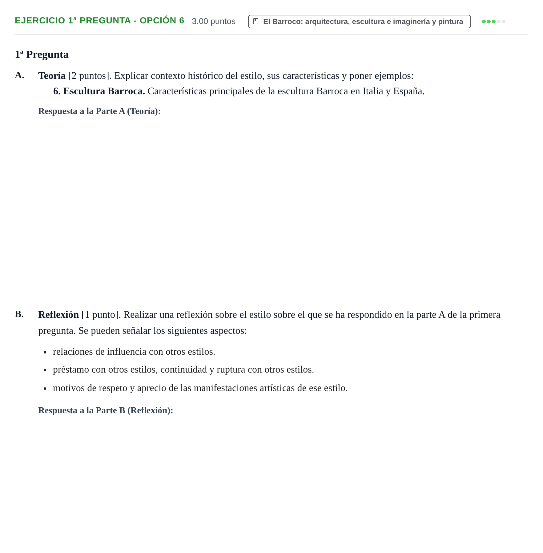 Enunciado: Ejercicio 1ª Pregunta - Opción 6 · Historia del Arte PAU Navarra Ordinaria 2026