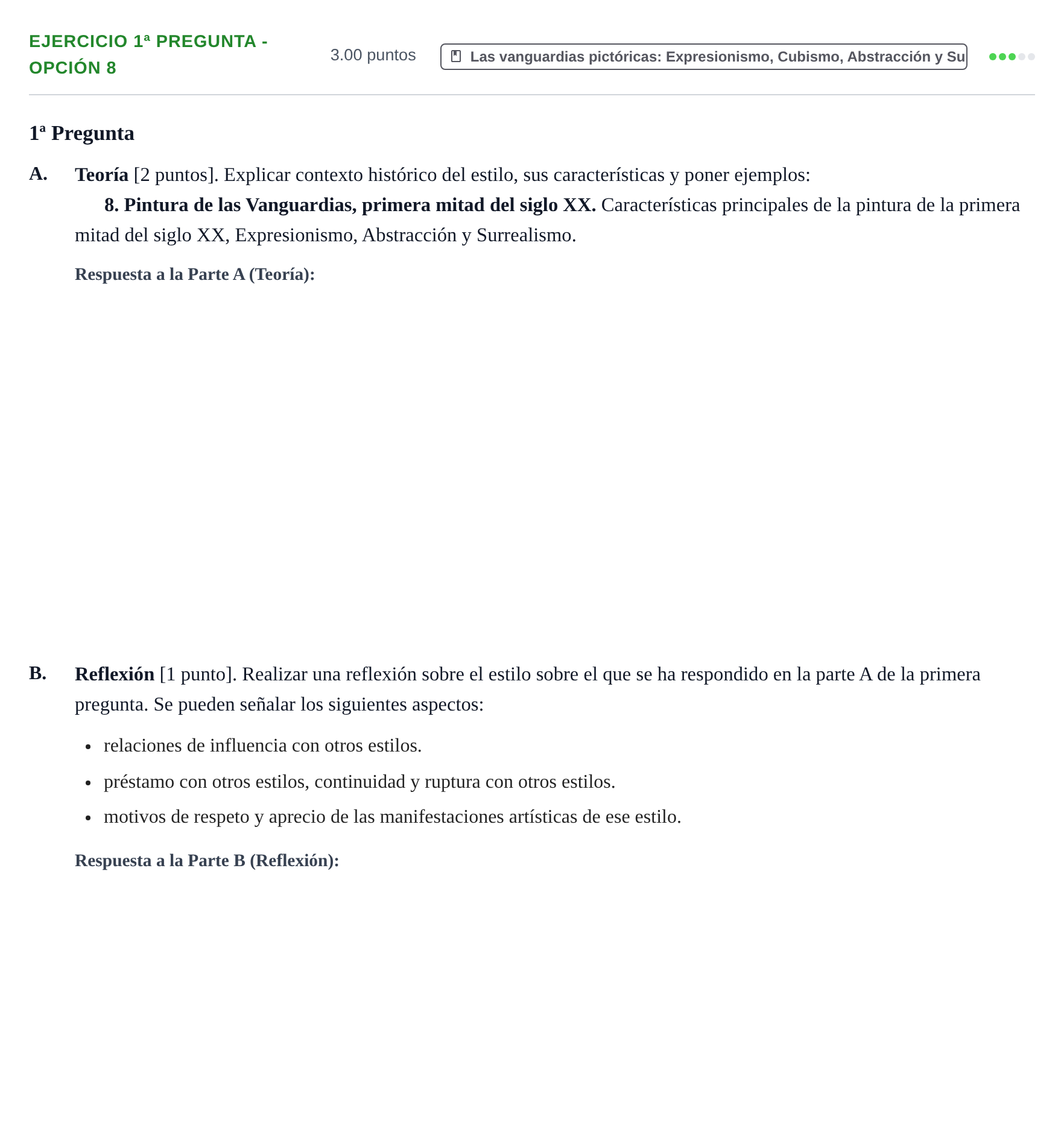 Enunciado: Ejercicio 1ª Pregunta - Opción 8 · Historia del Arte PAU Navarra Ordinaria 2026