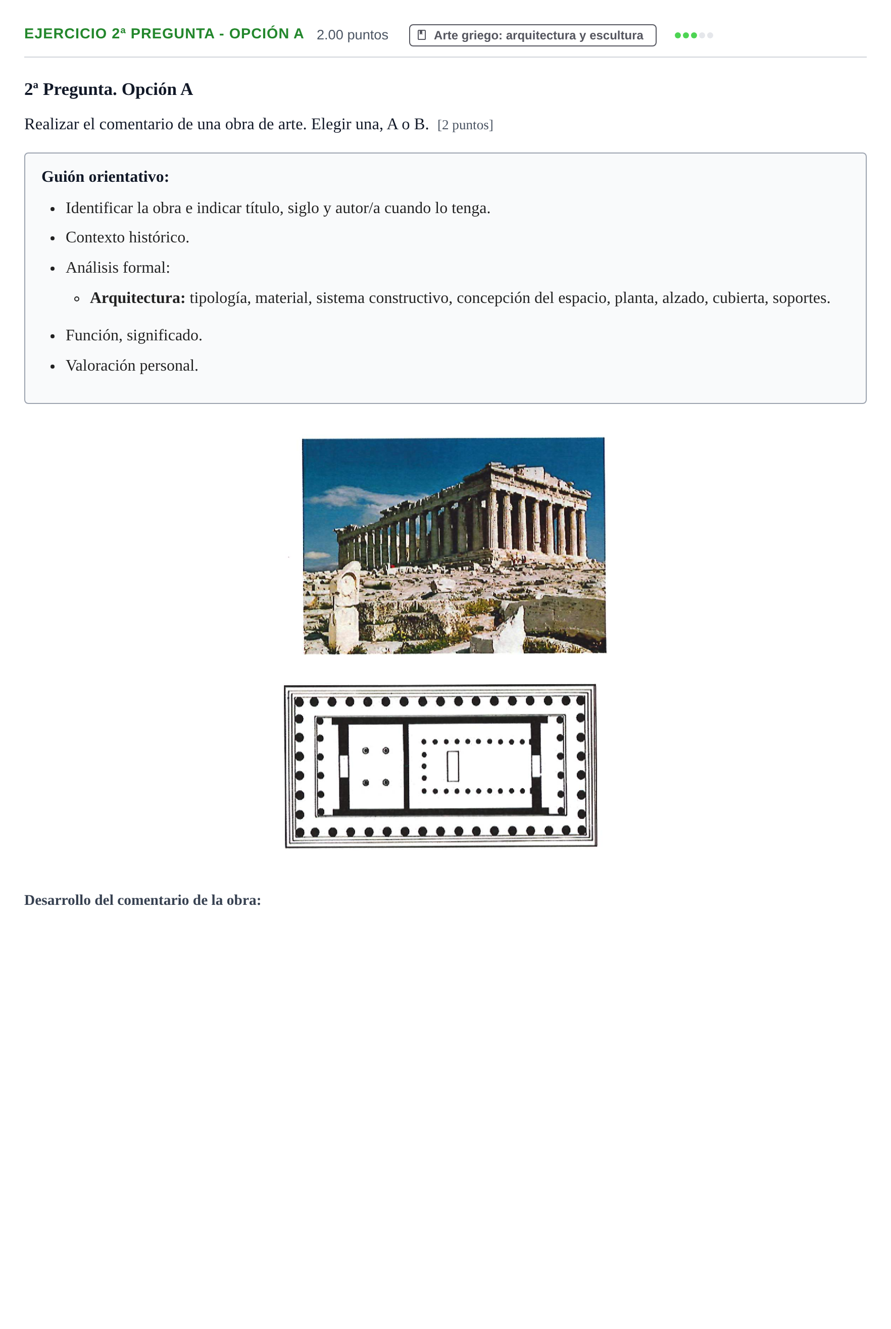 Enunciado: Ejercicio 2ª Pregunta - Opción A · Historia del Arte PAU Navarra Ordinaria 2026