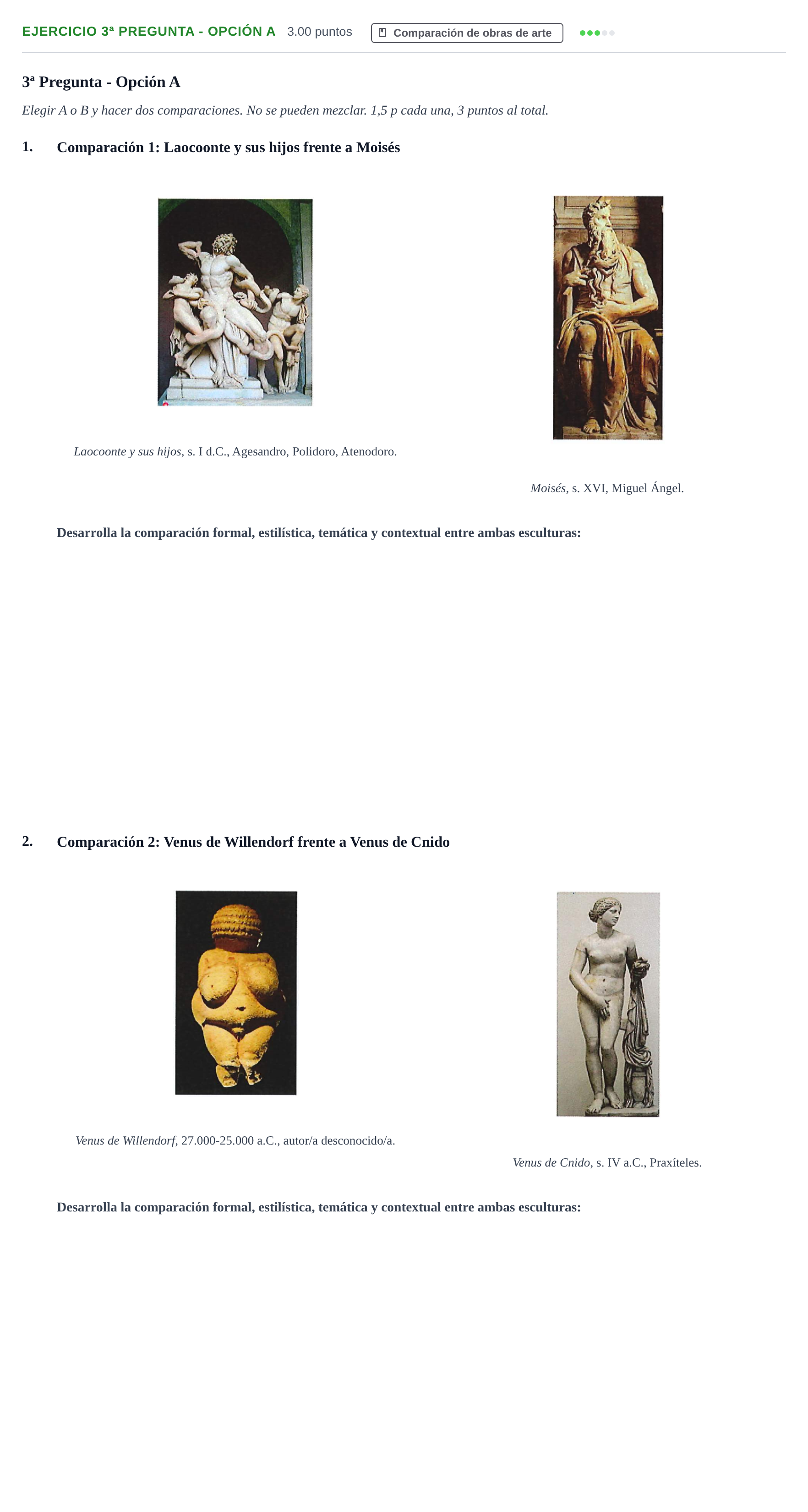 Enunciado: Ejercicio 3ª Pregunta - Opción A · Historia del Arte PAU Navarra Ordinaria 2026