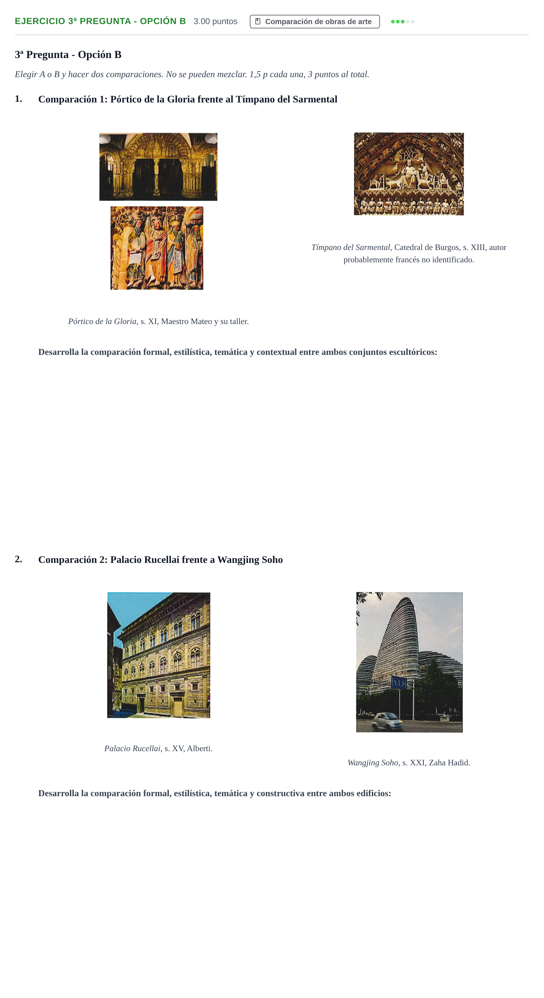 Enunciado: Ejercicio 3ª Pregunta - Opción B · Historia del Arte PAU Navarra Ordinaria 2026