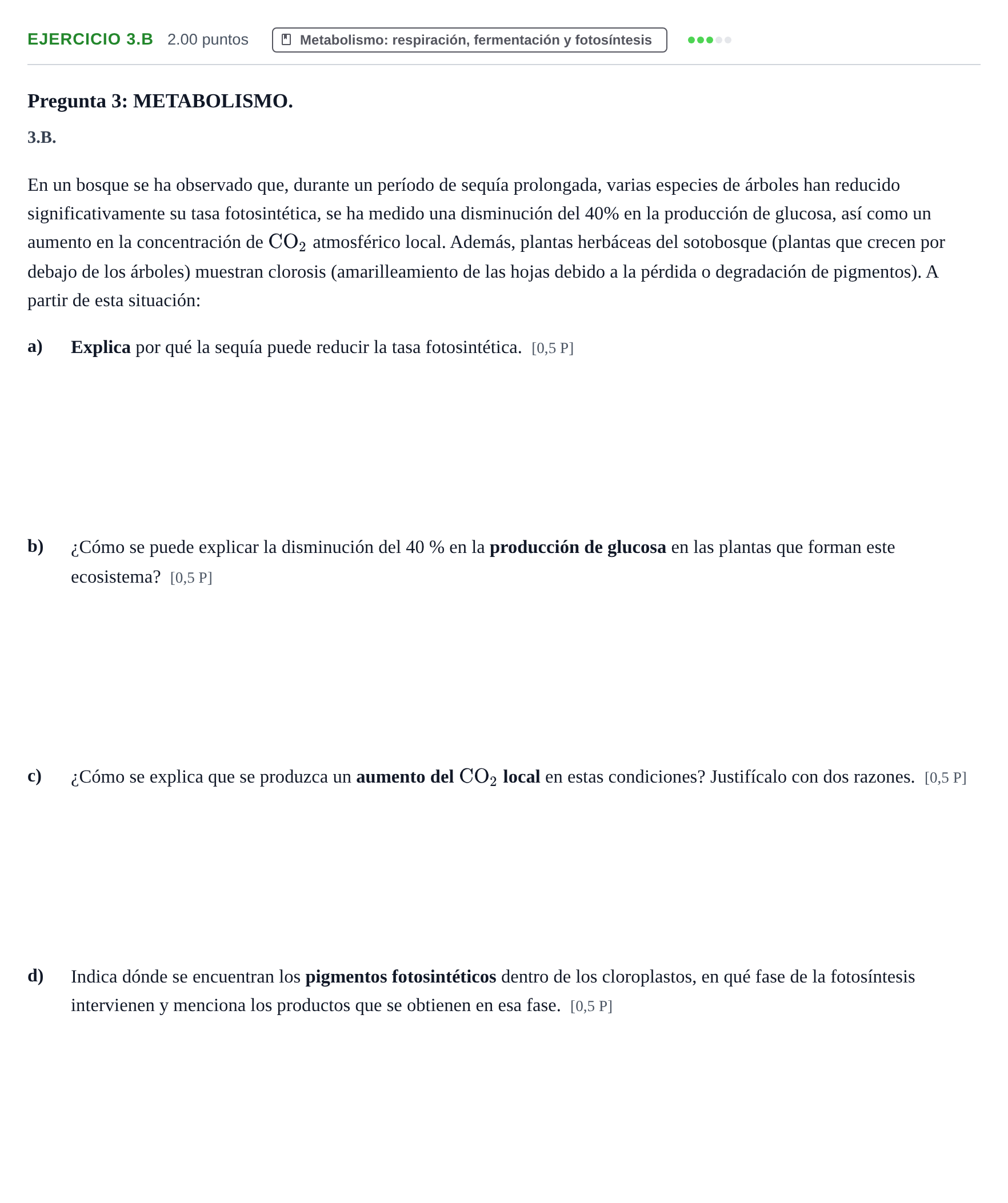 Enunciado: Ejercicio 3.B · Biología PAU Navarra Extraordinaria 2026