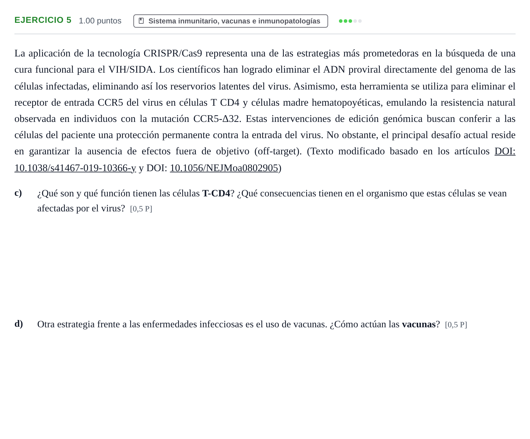 Enunciado: Ejercicio 5 - Sistema inmunitario · Biología PAU Navarra Extraordinaria 2026