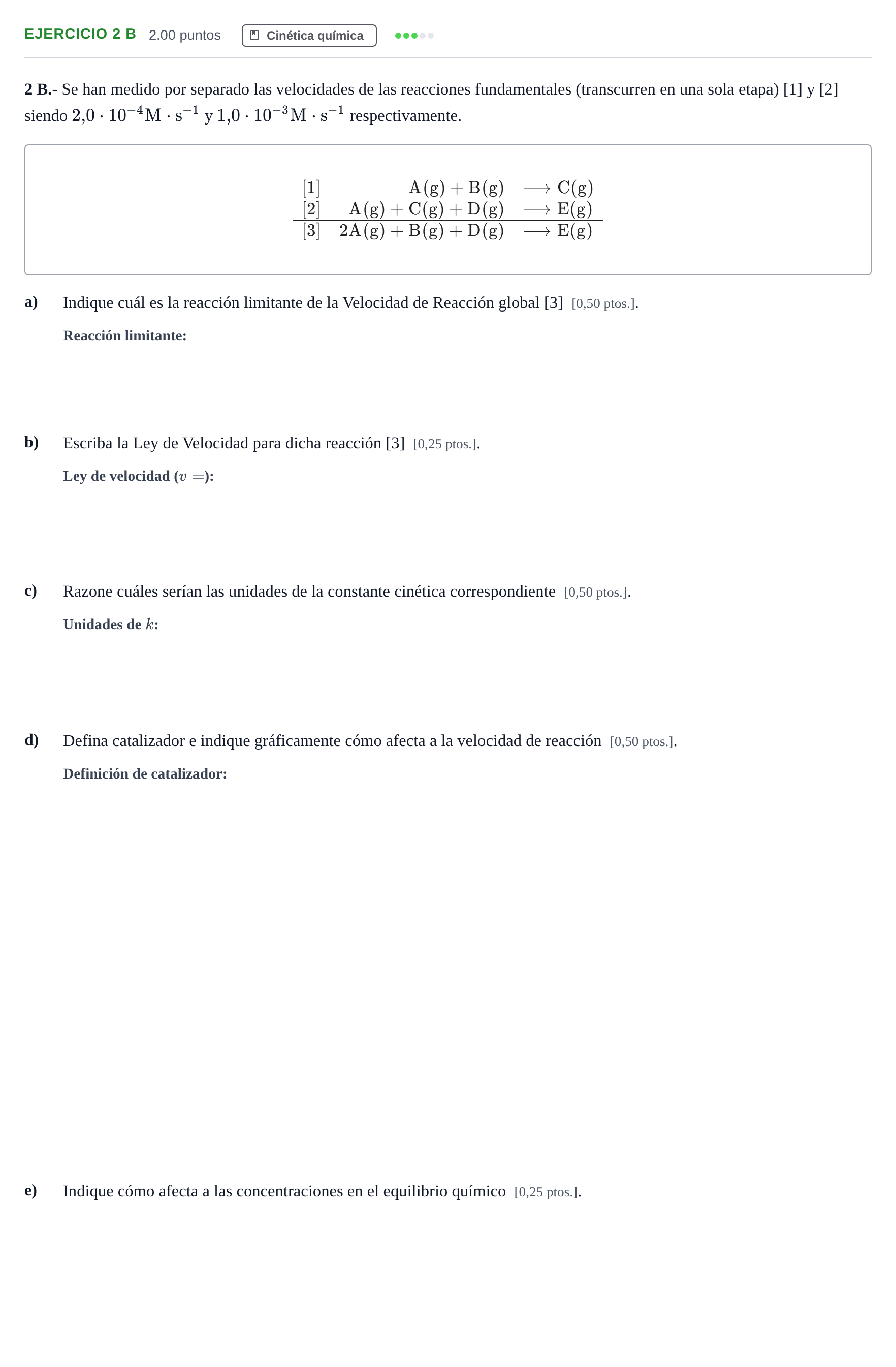 Enunciado: Ejercicio 2 B · Química PAU Navarra Ordinaria 2026