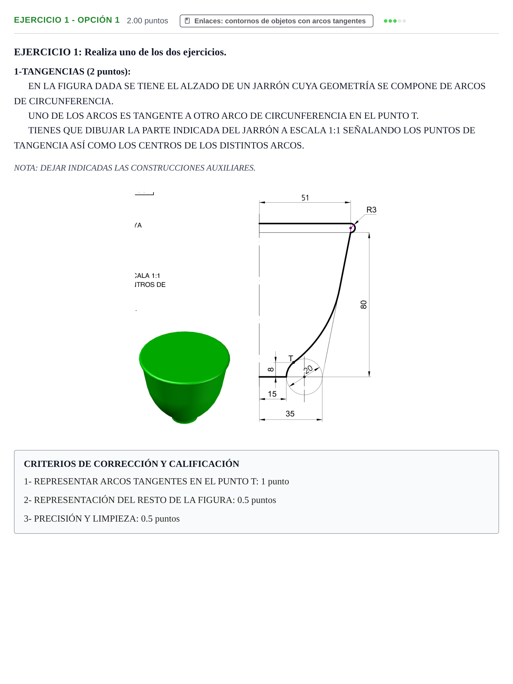 Enunciado: Ejercicio 1 - Opción 1 · Dibujo técnico II PAU Navarra Extraordinaria 2026