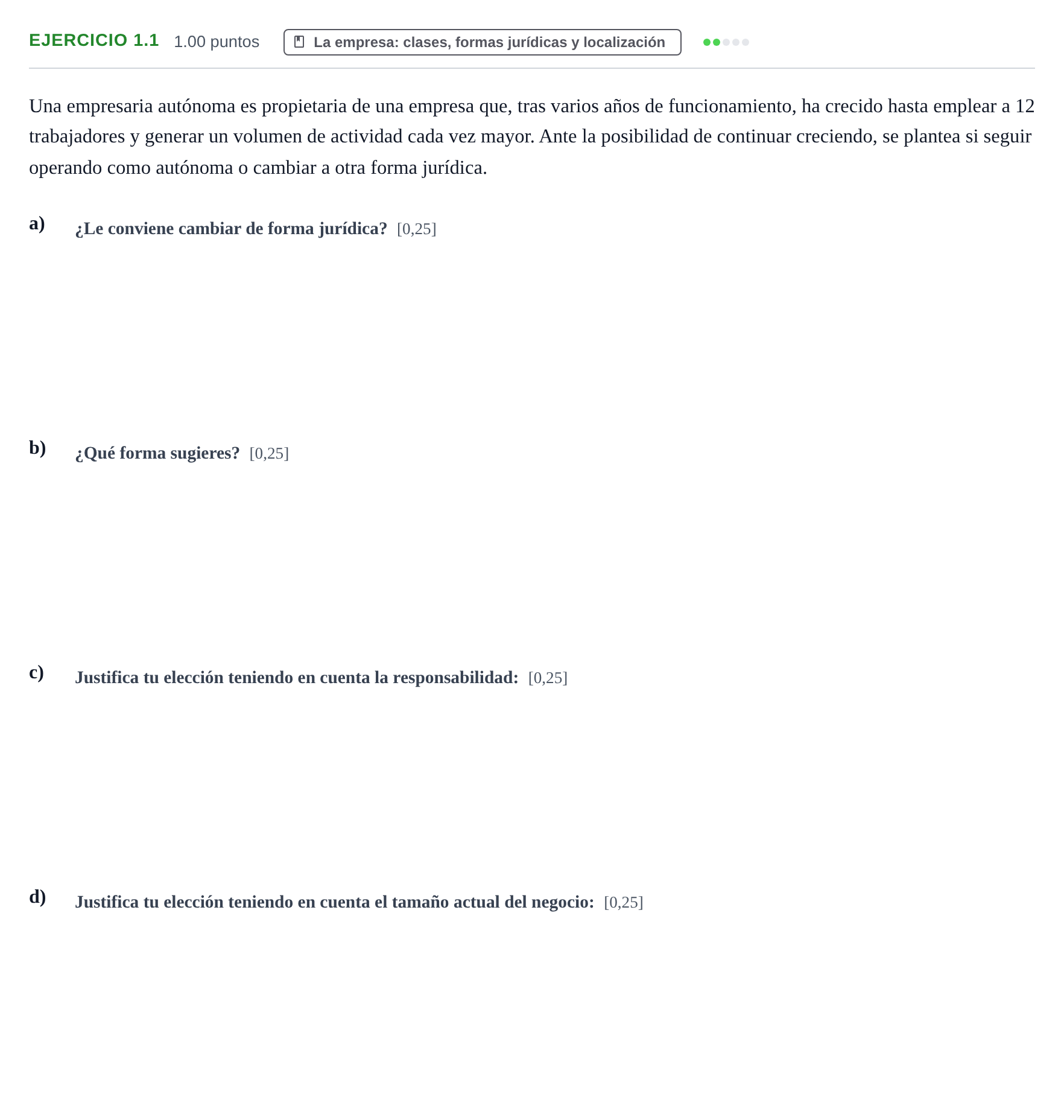 Enunciado: Ejercicio 1.1 · Empresa y Diseño de Modelos de Negocio PAU Navarra Extraordinaria 2026