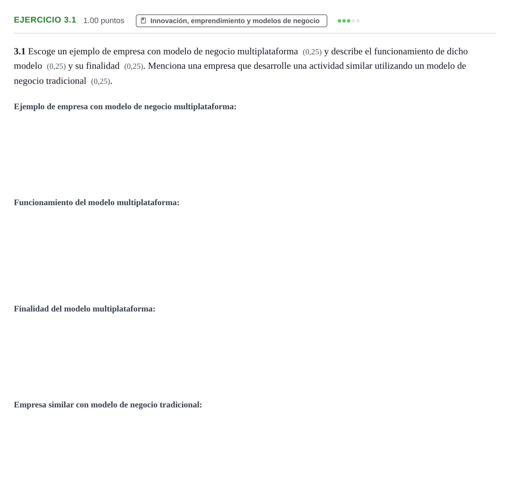 Enunciado: Ejercicio 3.1 · Empresa y Diseño de Modelos de Negocio PAU Navarra Extraordinaria 2026