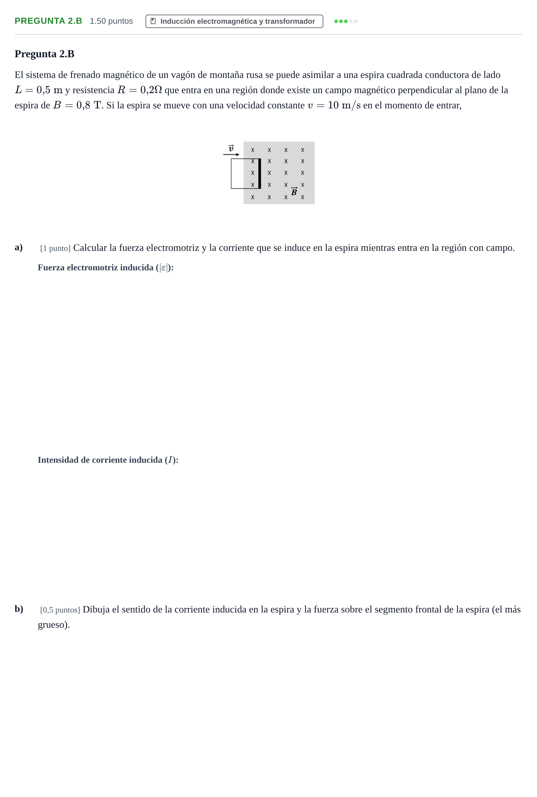 Enunciado: Pregunta 2.B - Inducción electromagnética · Física PAU Navarra Extraordinaria 2026