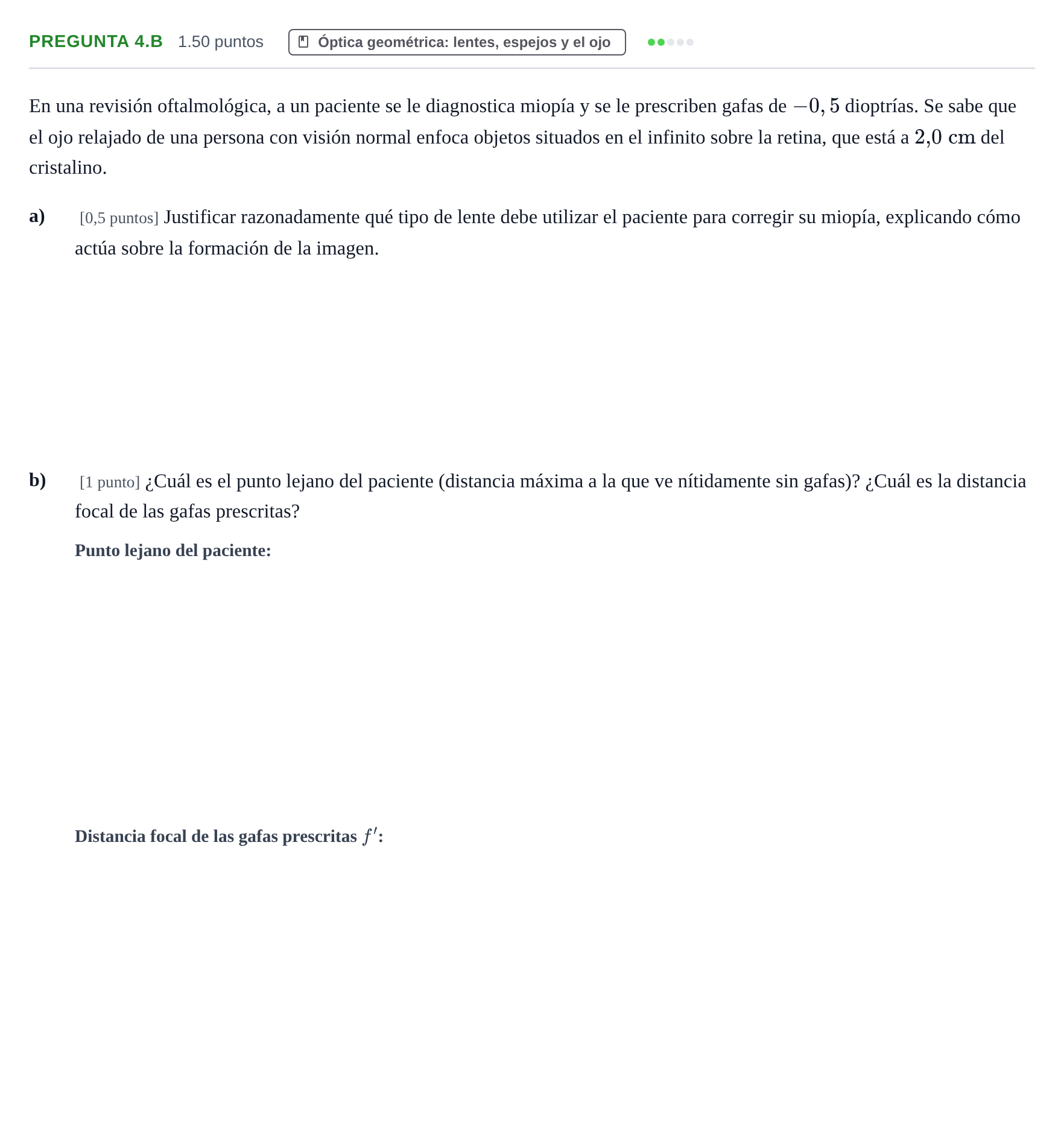 Enunciado: Pregunta 4.B · Física PAU Navarra Extraordinaria 2026