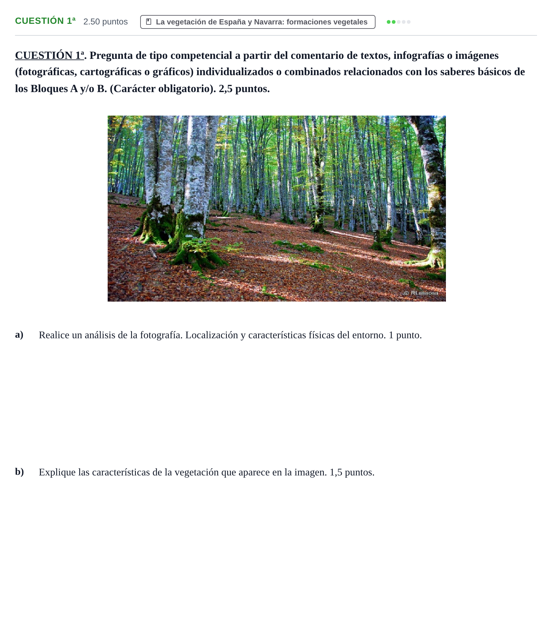 Enunciado: Cuestión 1ª · Geografía PAU Navarra Extraordinaria 2026