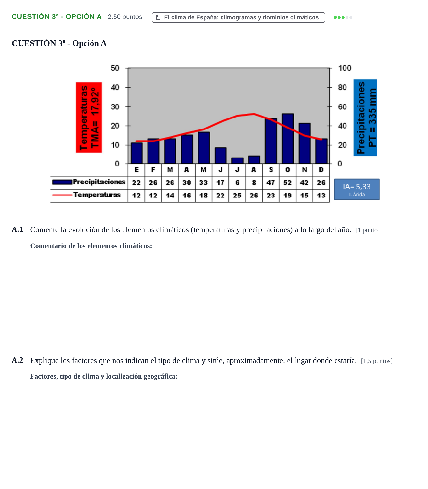 Enunciado: Cuestión 3ª - Opción A · Geografía PAU Navarra Extraordinaria 2026