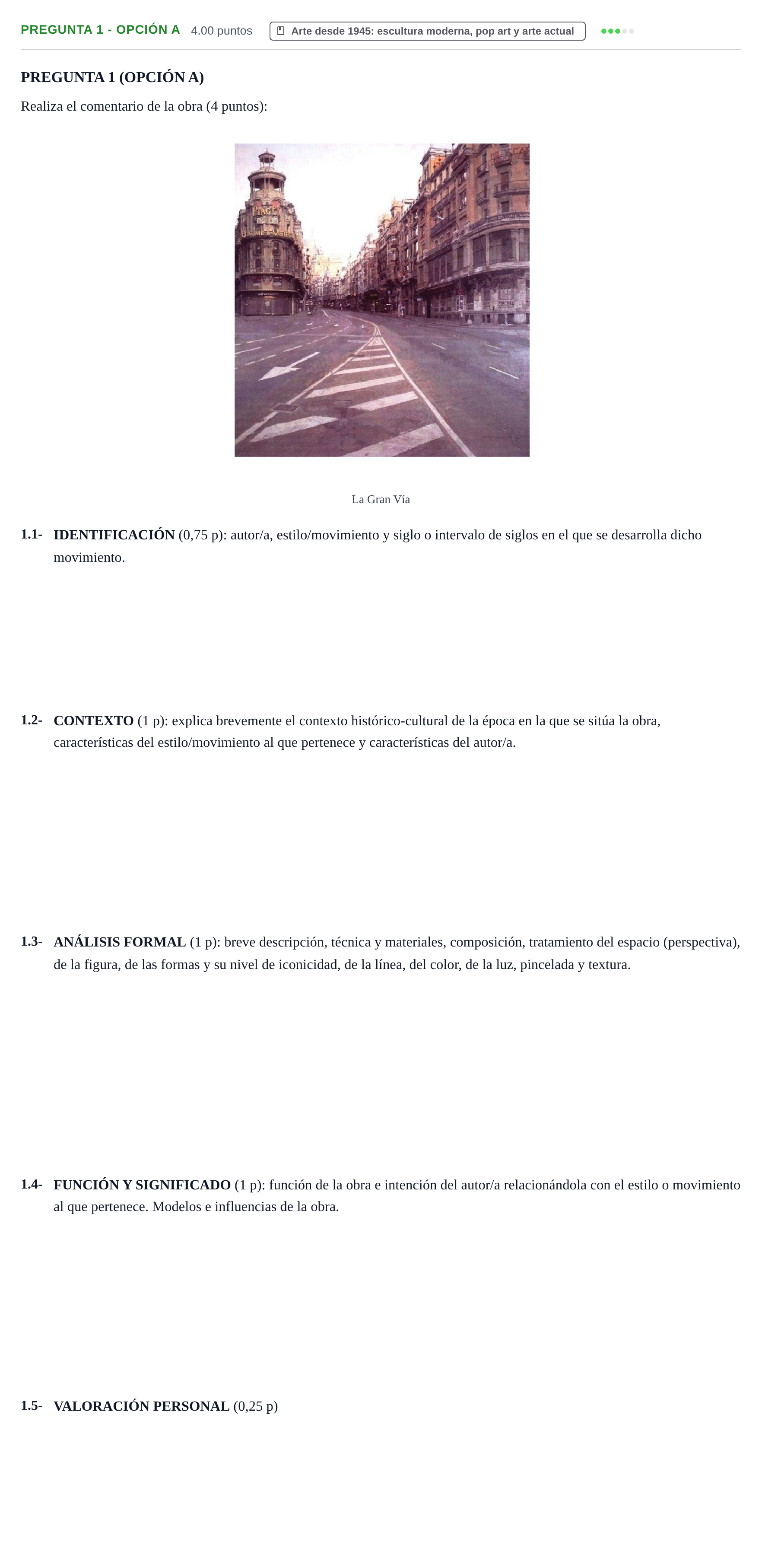 Enunciado: Pregunta 1 - Opción A · Fundamentos Artísticos PAU Navarra Extraordinaria 2026