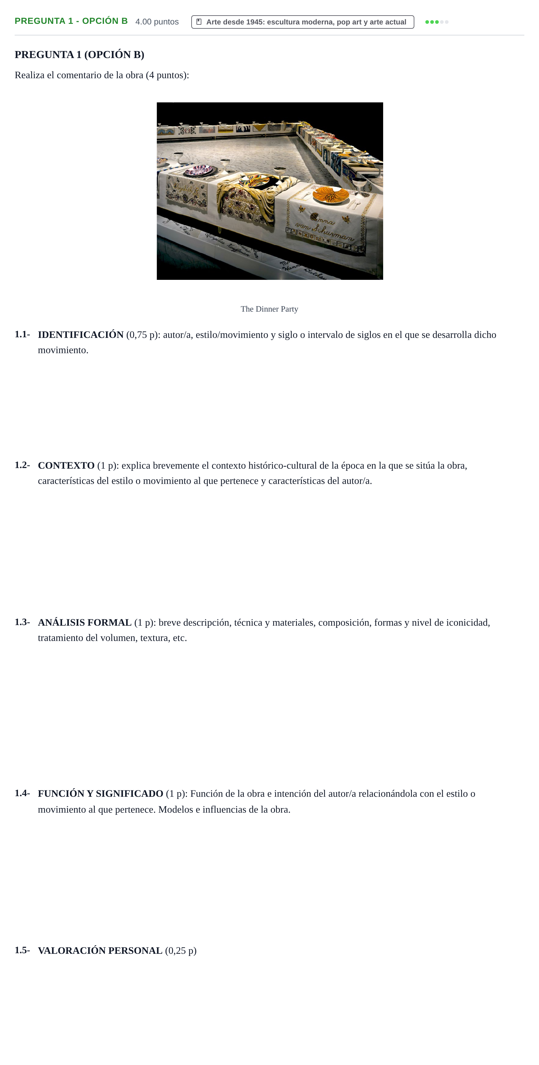 Enunciado: Pregunta 1 - Opción B · Fundamentos Artísticos PAU Navarra Extraordinaria 2026